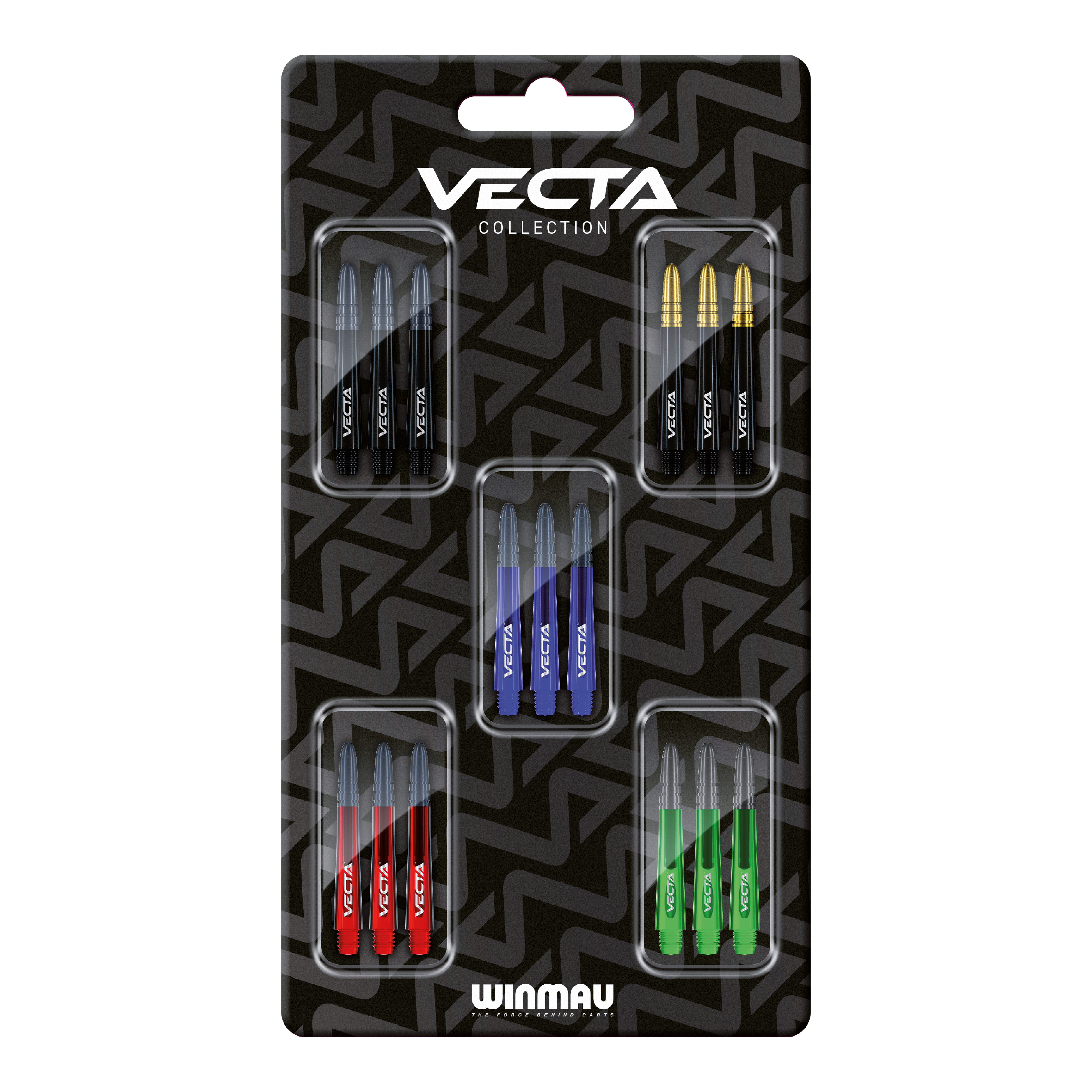 Colección de ejes Winmau Vecta Abgebildet ist die Winmau Vecta Shaft Collection. Diese Produkte sind hochwertige Dartschäfte.