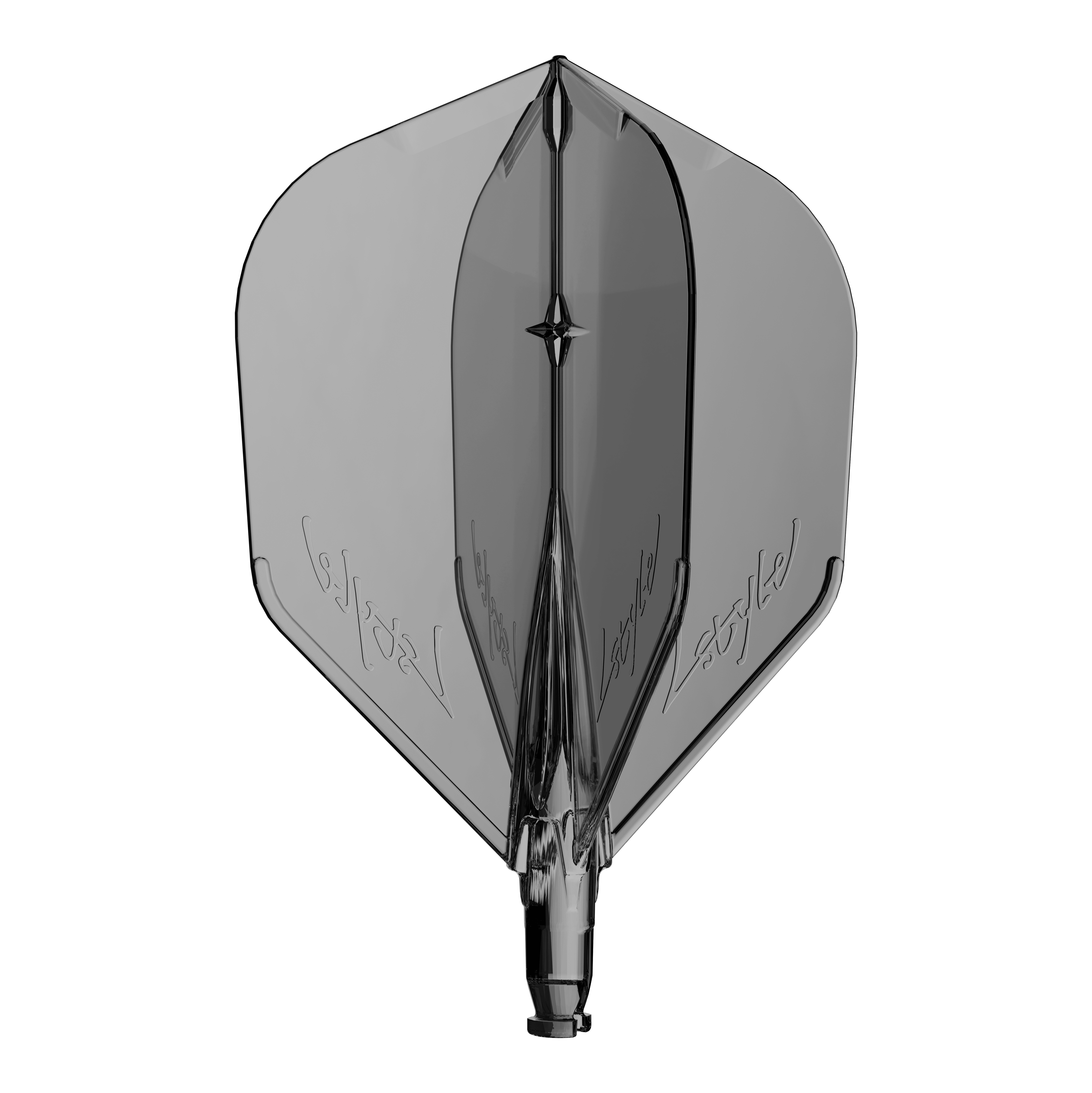 Pluma de repuesto L-Style L-System L3 Ein Ersatzflight für Dartpfeile in klarem Schwarz ist abgebildet.