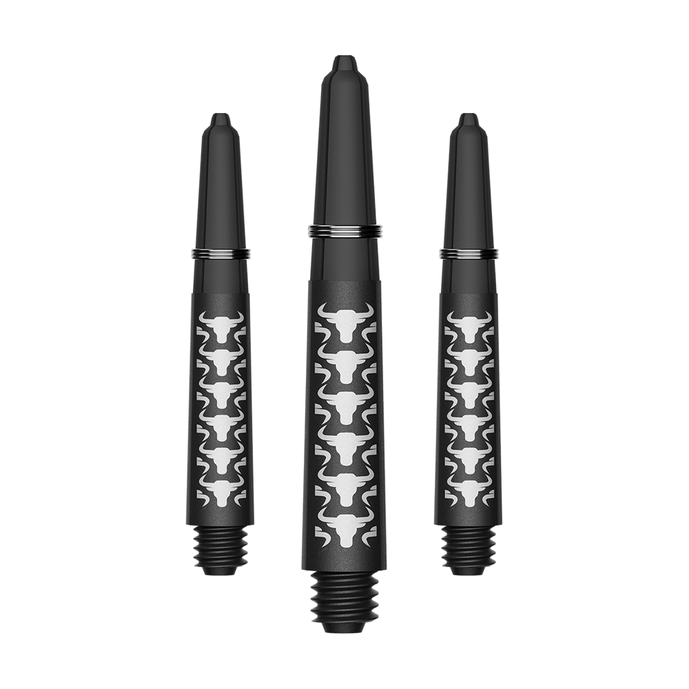 Ejes de carbono Bulls NL Capo - Blanco Zu sehen ist ein Set von weißen kurzen Carbon Shafts für Darts. Die Schäfte haben eine Länge von ca. 34 mm und sind aus Kohlefaser.