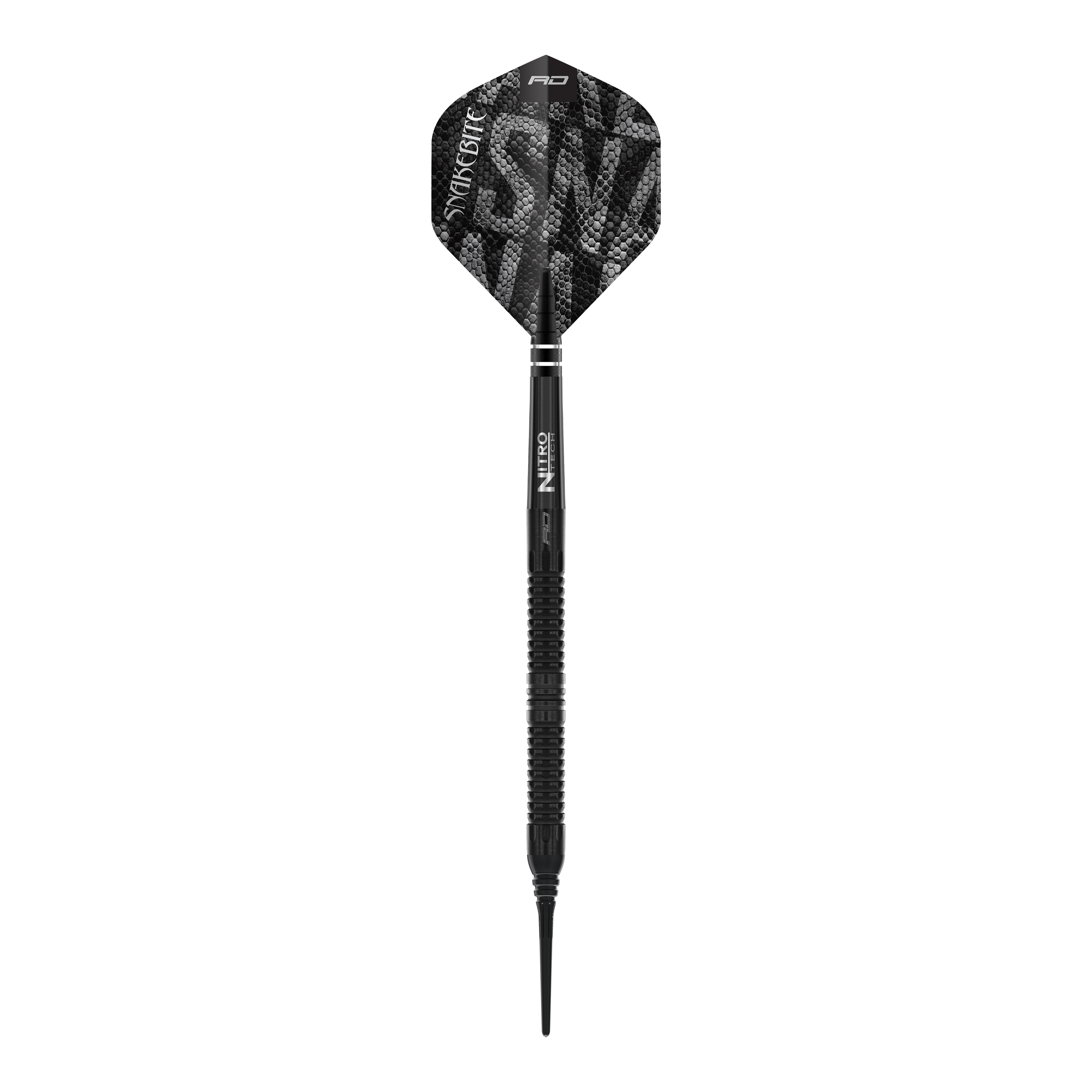 Dardos blandos Red Dragon Peter Wright Snakebite Black Mamba - 20 g Red Dragon Peter Wright Snakebite Black Mamba Softdarts - 20g. Abgebildet ist ein Detail des Softdarts-Designs in Schwarz.