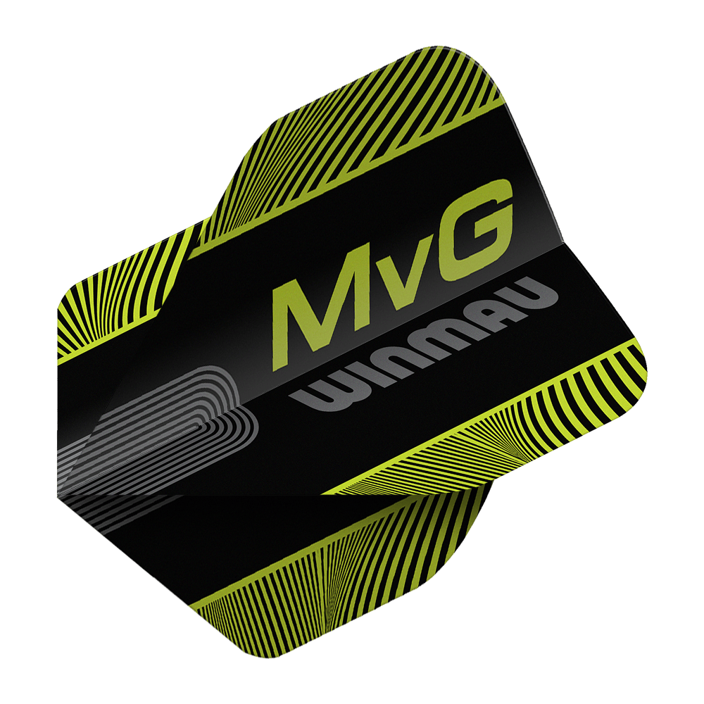 Winmau Prism Delta MvG Texto Negro Verde No2 Vuelos Estándar Abgebildet sind die Winmau Prism Delta MvG Black Green Text No2 Standard Flights. Diese Dart-Flights haben ein schwarzes und grünes Farbmuster mit Schriftzug.