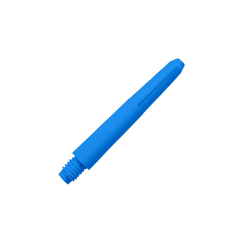 573_Nylon_Shafts_Blau_35mm_2 Das Bild zeigt einen blauen Nylon-Schaft. Er hat ein Schraubgewinde an einem Ende.