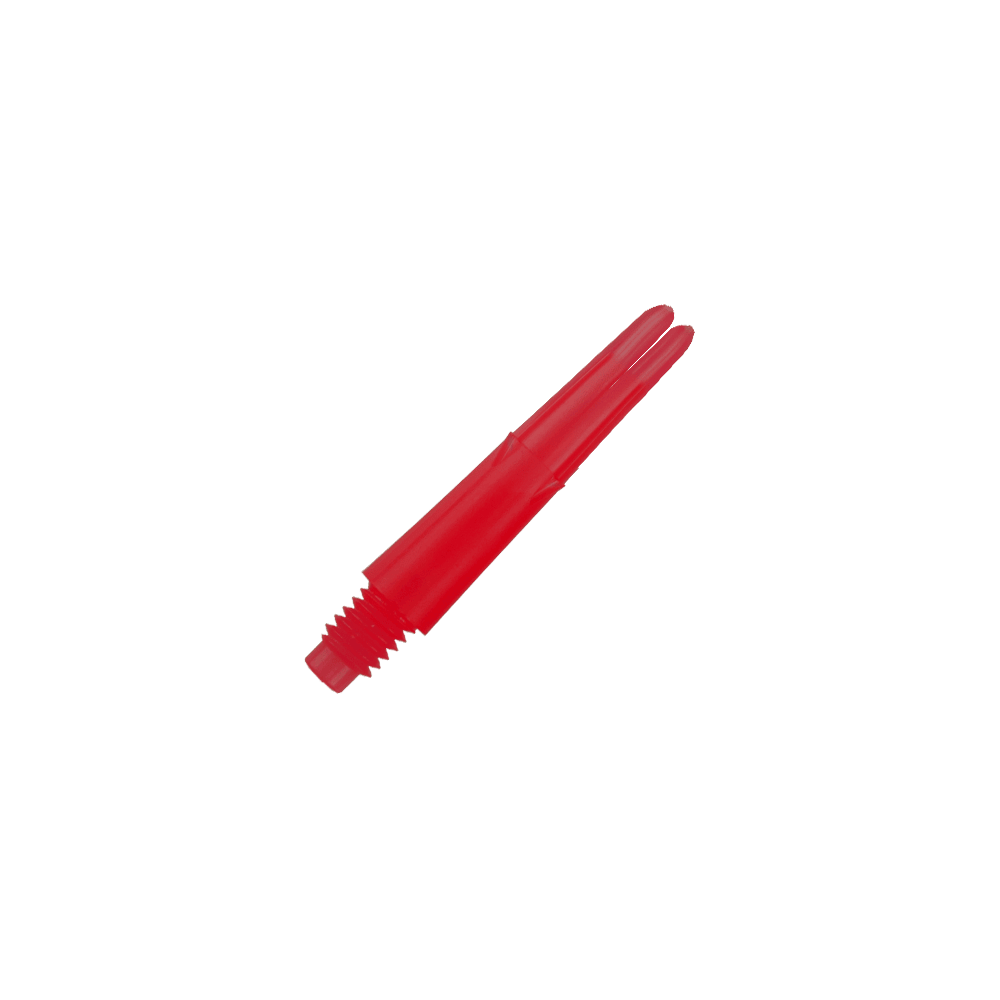 Ejes en L bloqueados rectos estilo L - Rojo Dies ist ein roter, gerader Dart-Schaft aus Kunststoff. Er hat ein Schraubgewinde an einem Ende und ist 26 mm lang.
