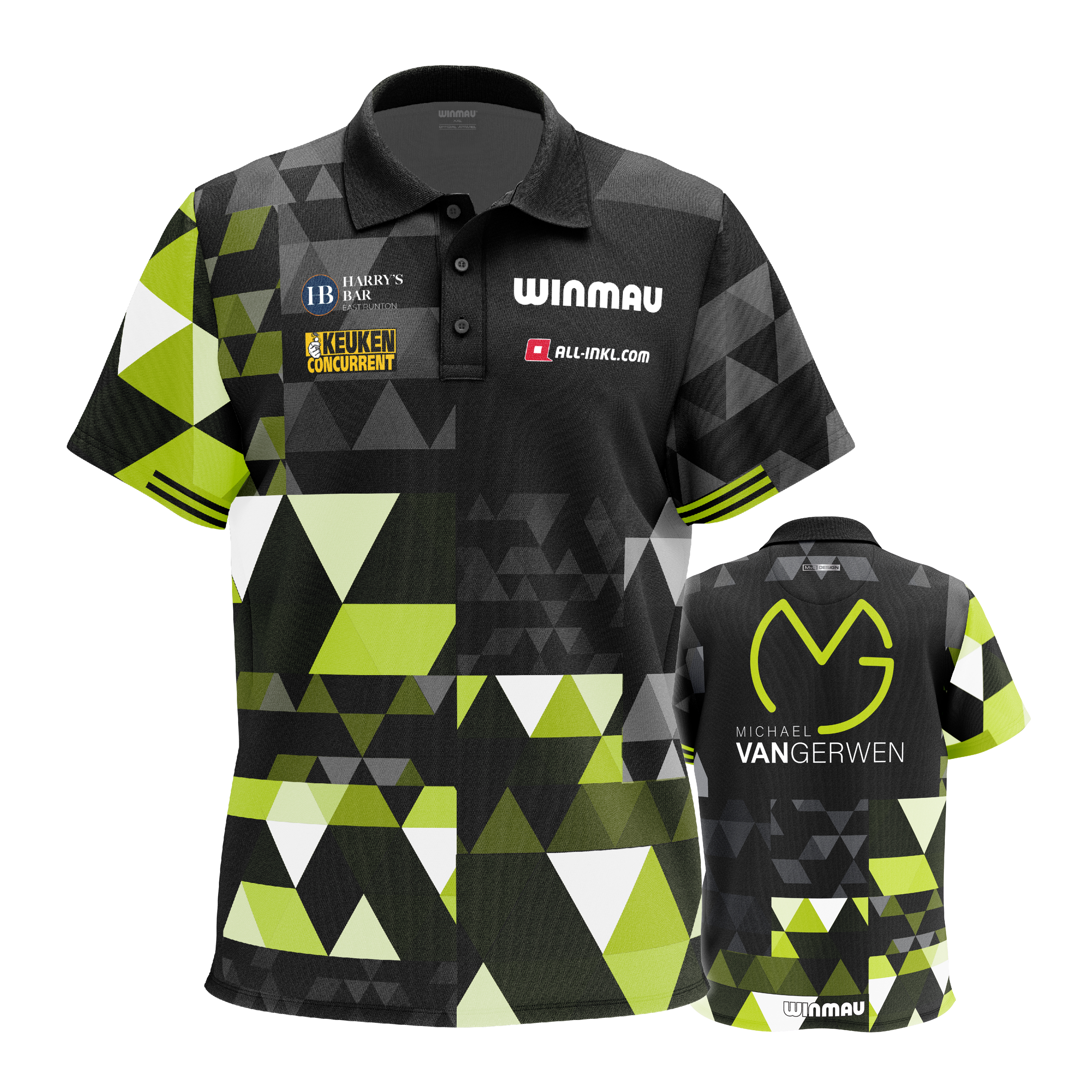 Polo Winmau Michael Van Gerwen edición abanico Das Bild stellt das Winmau Michael Van Gerwen Fan-Edition Poloshirt dar. Es ist ein spezielles Fan-Shirt im Stil von Michael Van Gerwen.