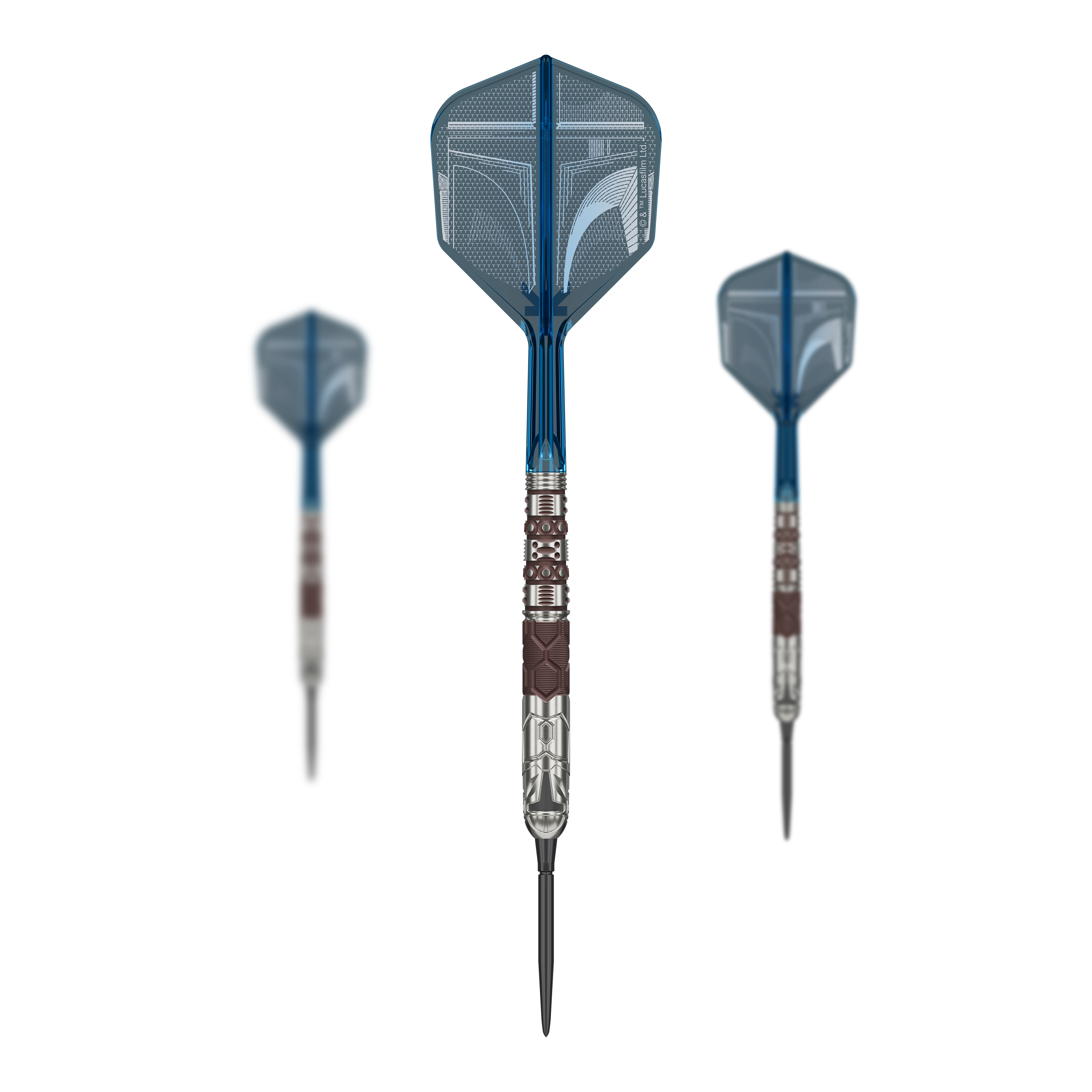 Dardos Target Star Wars Mandalorian 95 Swiss Point de acero Target Star Wars Mandalorian 95 Swiss Point Steeldarts sind auf dem Bild zu sehen. Es handelt sich um spezielle Steeldarts mit Mandalorian-Design.