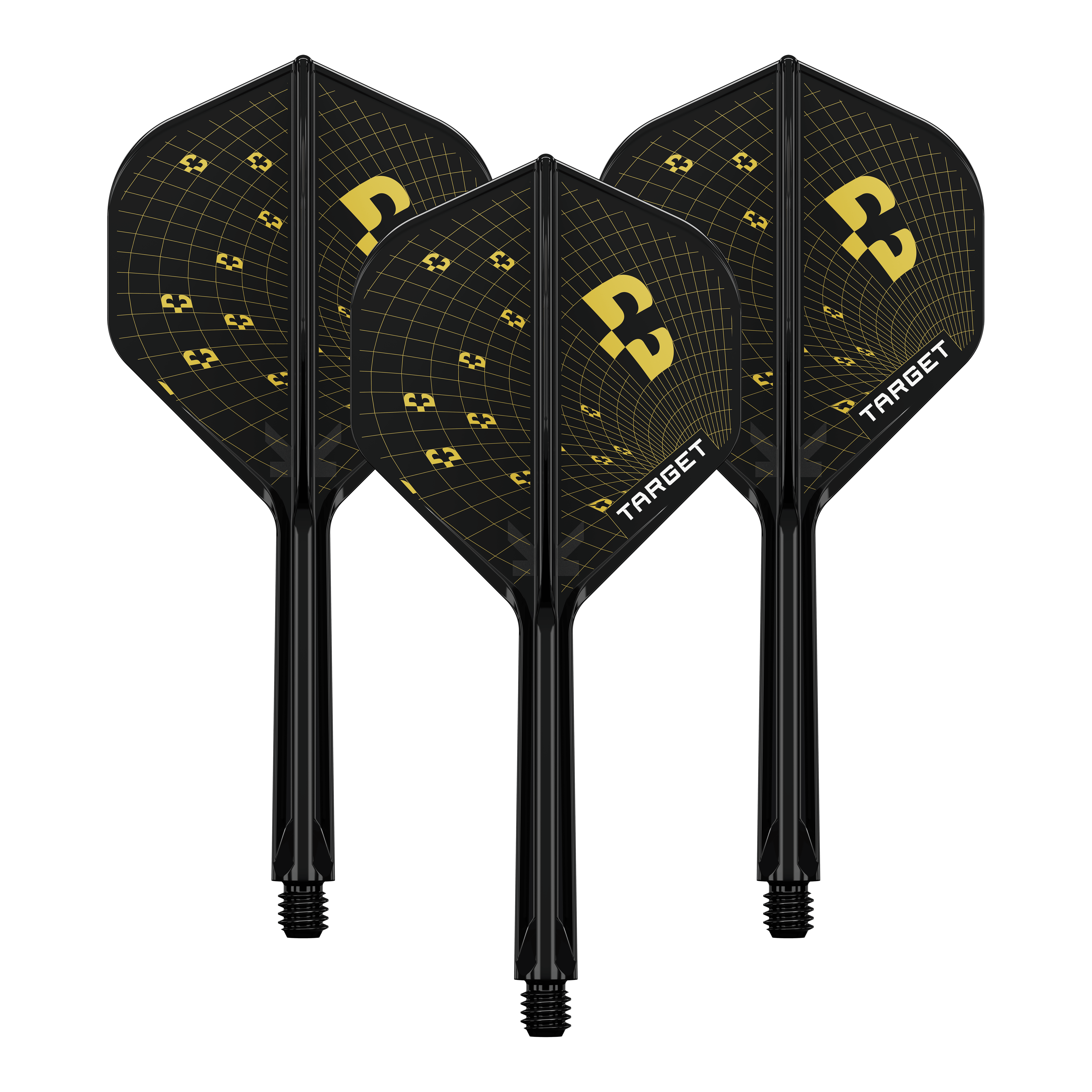 Vuelos estándar Target K-Flex Bolide No2 Gezeigt wird ein Set der Target K-Flex Bolide No2 Standard Flights mit einer Länge von 33mm. Die Flights sind sauber aufgereiht.