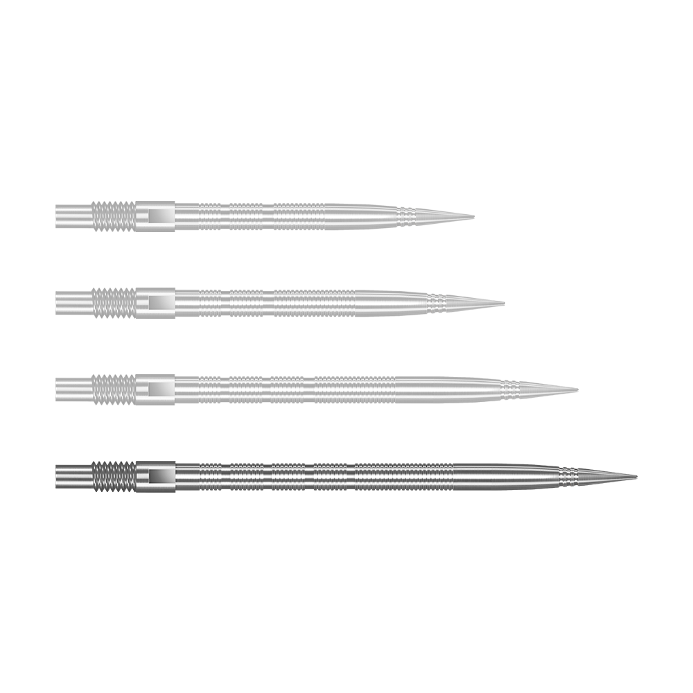 Puntas de dardos Harrows Quick Point Micro Ridge - Plateadas Abgebildet ist QP28023 Harrows Quick Point MicroRidge Dartspitzen Silber 40mm. Das Produkt sind silberne Dartspitzen für den Austausch.