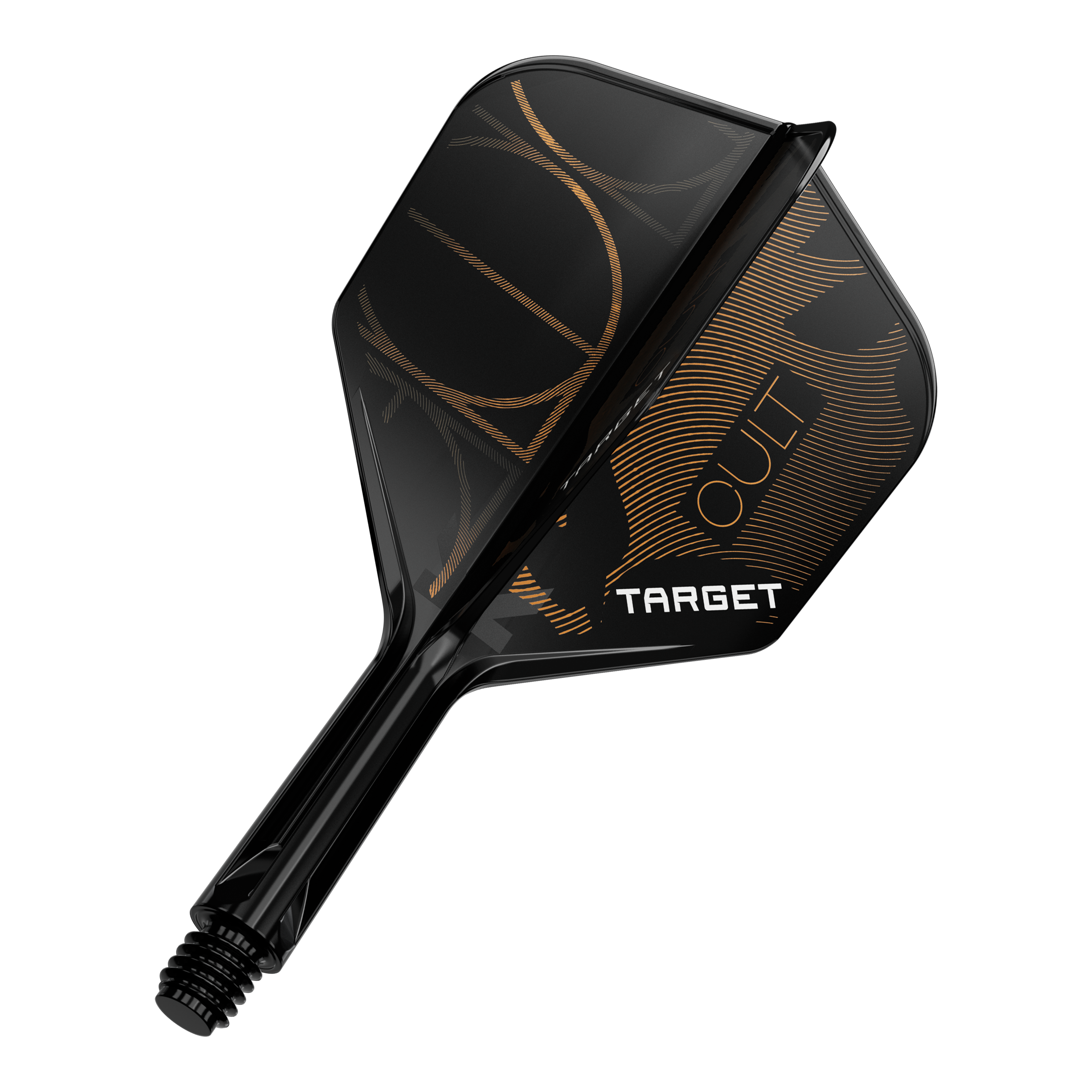 Abgebildet ist ein einzelner Dart Flight, vermutlich von Target K-Flex Cult No6, 19mm. Das Bild zeigt das Design und die Form des Flights.