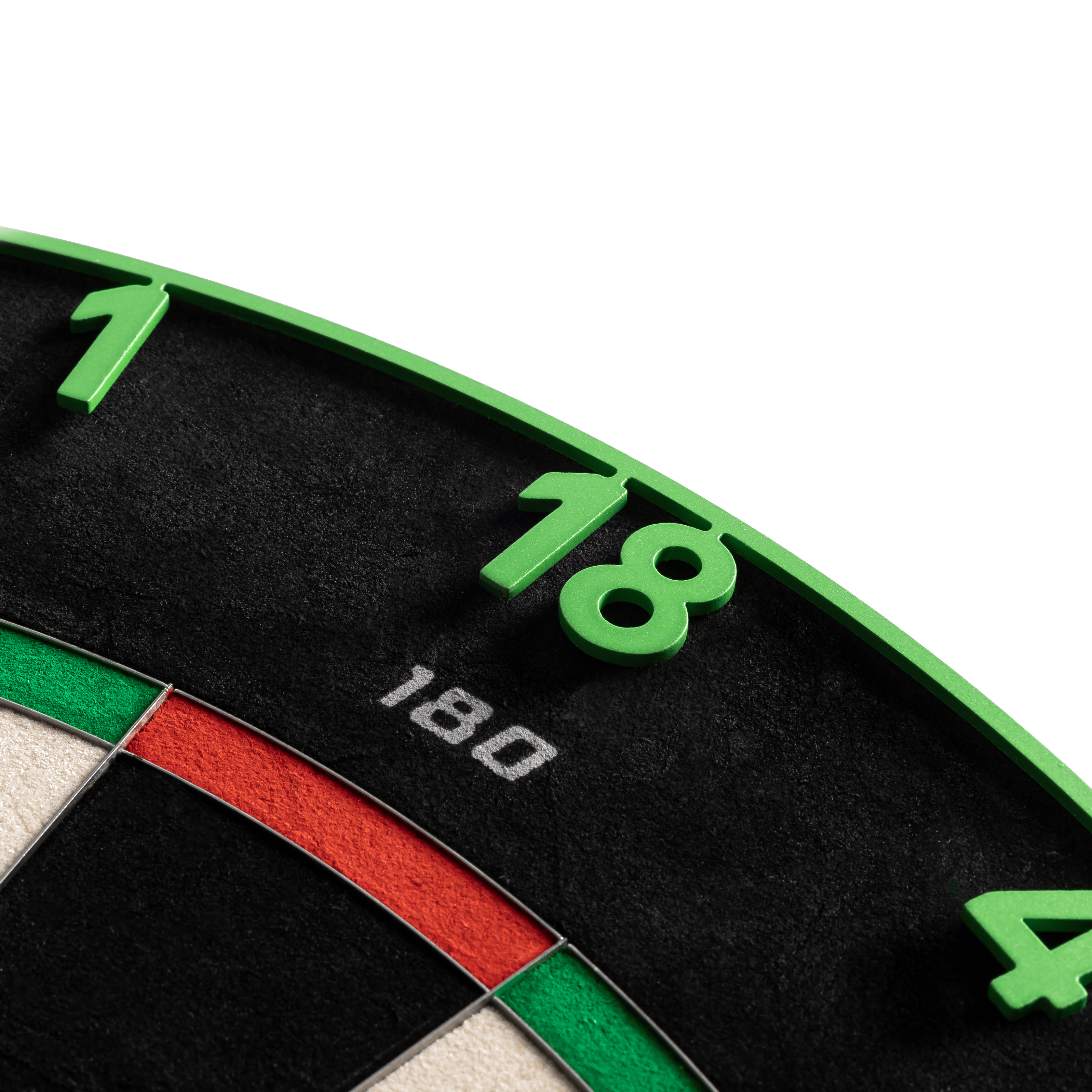 Diana de dardos de acero Endorphine de precisión 180 con anillo numerado - Verde esmeralda Das Bild zeigt das Precise 180 Endorphine Steeldartboard mit Nummernring in Emerald Green. Die Abbildung stellt das Produkt in einer klaren Ansicht dar.