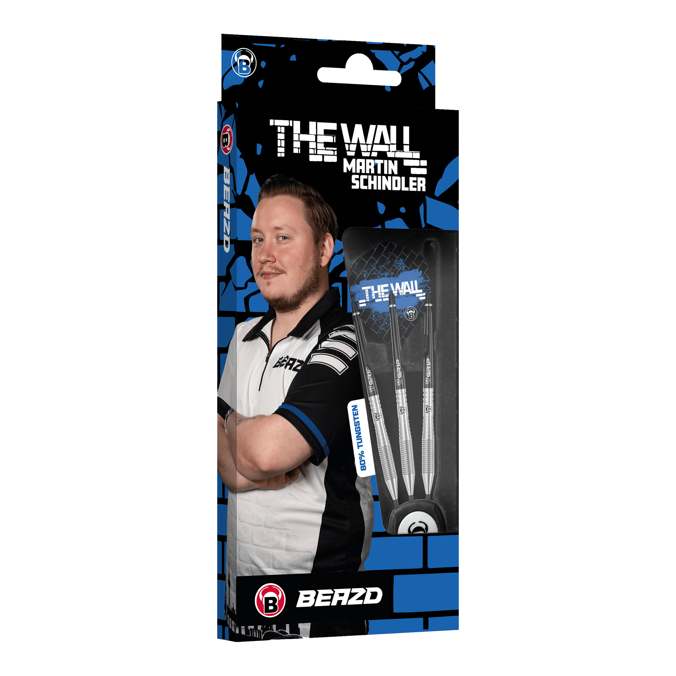 Dardos de acero Bulls Martin Schindler TW80 Beazd Martin Schindler TW80 Steeldarts sind auf diesem Bild zu sehen. Das Produkt wird in einer Nahaufnahme dargestellt.