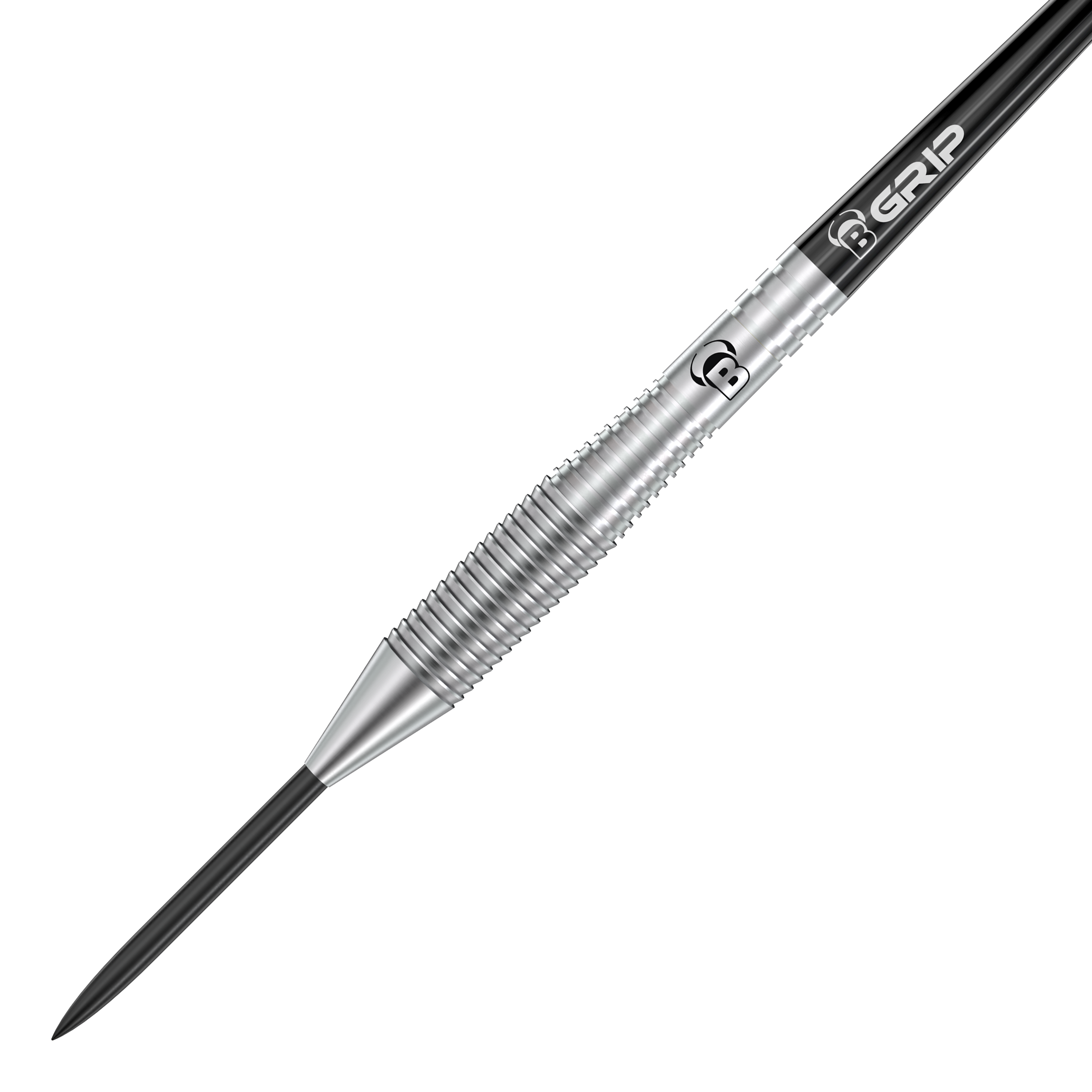 Dardos de acero Bulls Martin Schindler TW80 Das Bild zeigt einen Bulls Martin Schindler TW80 Steeldart. Der Dartpfeil ist silberfarben mit einer geriffelten Griffzone und schwarzem Schaft.