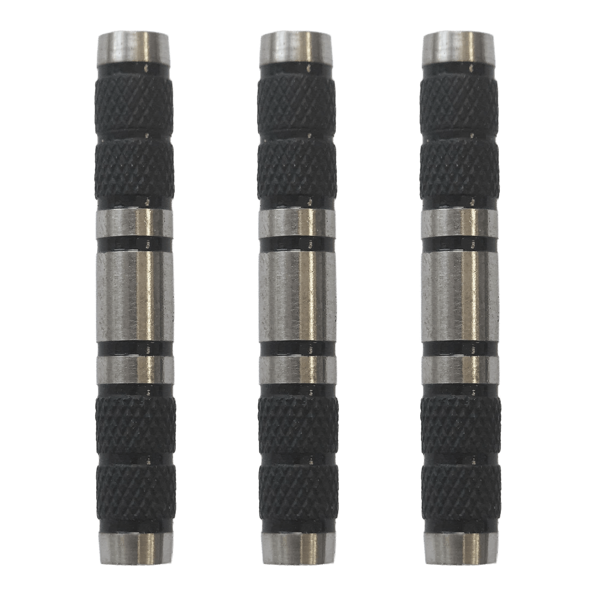 Barriles de dardos blandos McDart estriados negros - 18 g Zu sehen ist McDart Knurled Black Softdart Barrels - 18g im Set. Die abgebildeten Dart-Barrels sind schwarz und besitzen eine griffige Oberfläche.