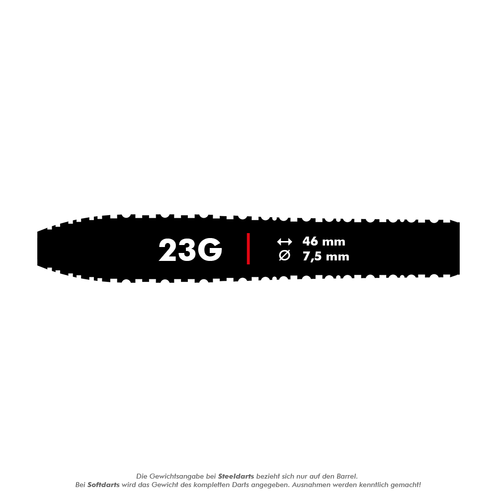 Dardos de acero Shot ZEN Torpedo Turbo Point - 23 g Hier sieht man Shot ZEN Torpedo Turbo Point Steeldarts - 23g. Die Steeldarts sind auf dem Bild abgebildet.