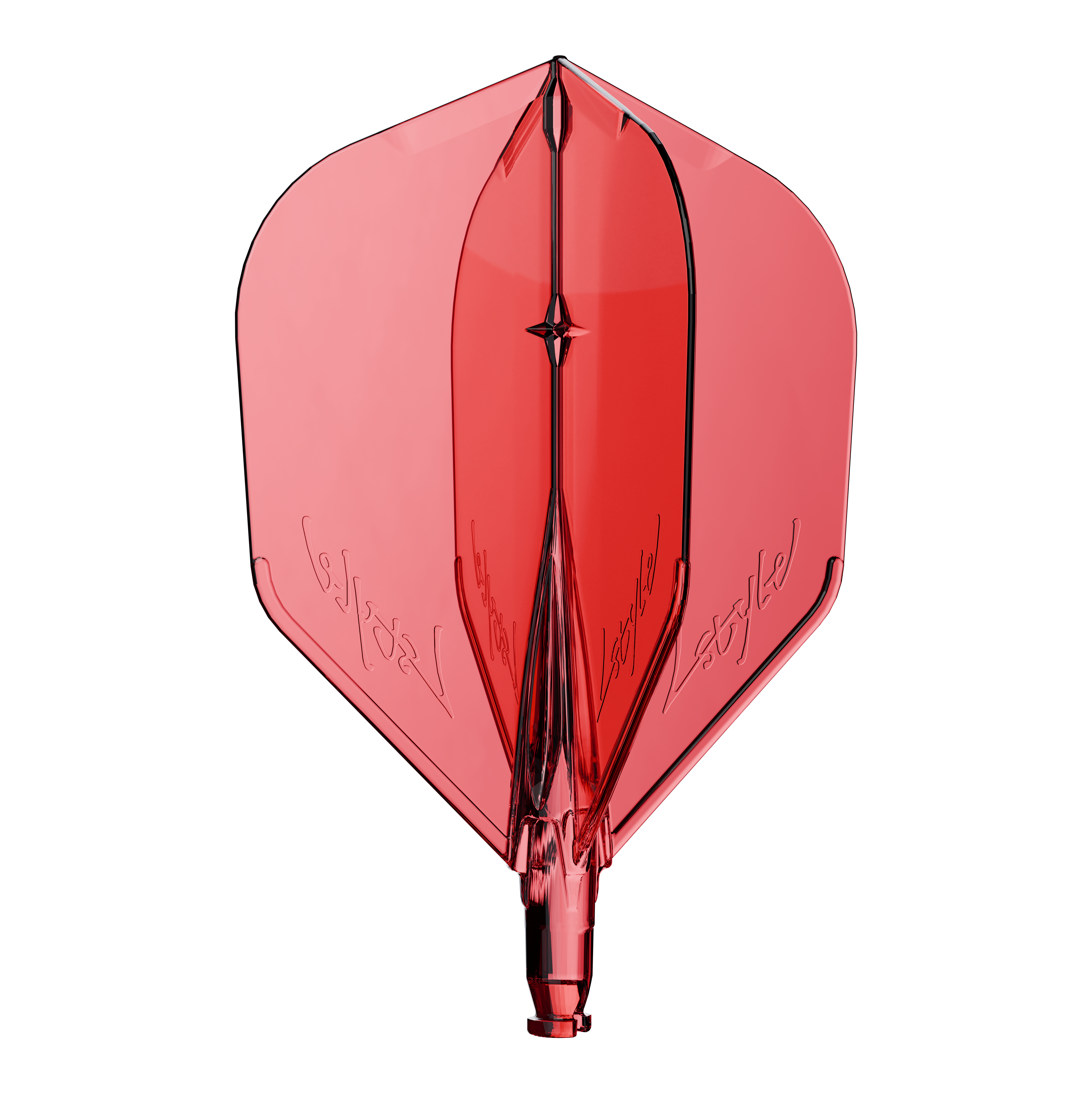 Pluma de repuesto L-Style L-System L3 Ein Ersatzflight für Dartpfeile in klarem Rot ist zu sehen.