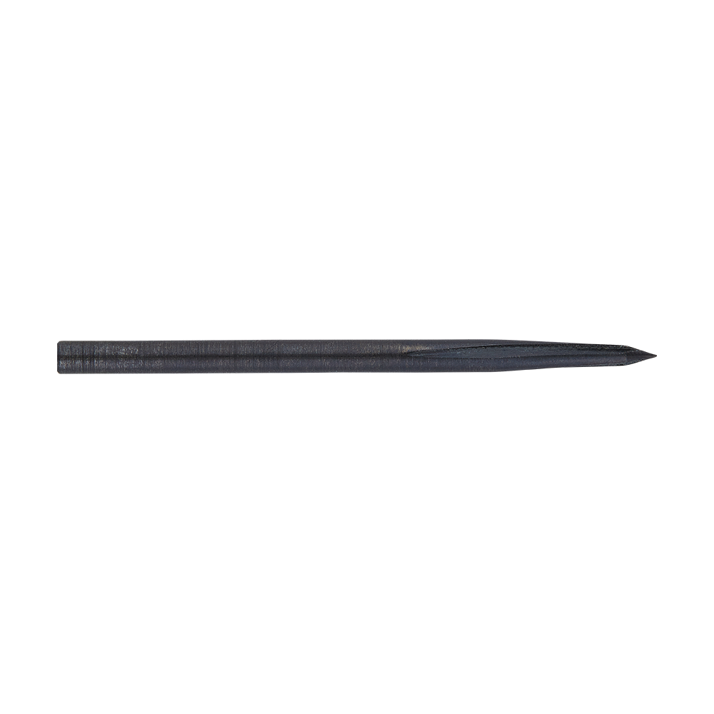 Puntas de dardos de acero Unicorn Volute Noir Das Bild zeigt eine schwarze Steeldartspitze namens "Unicorn Volute Noir". Die Spitze ist lang, schlank und hat eine fein gearbeitete Struktur.