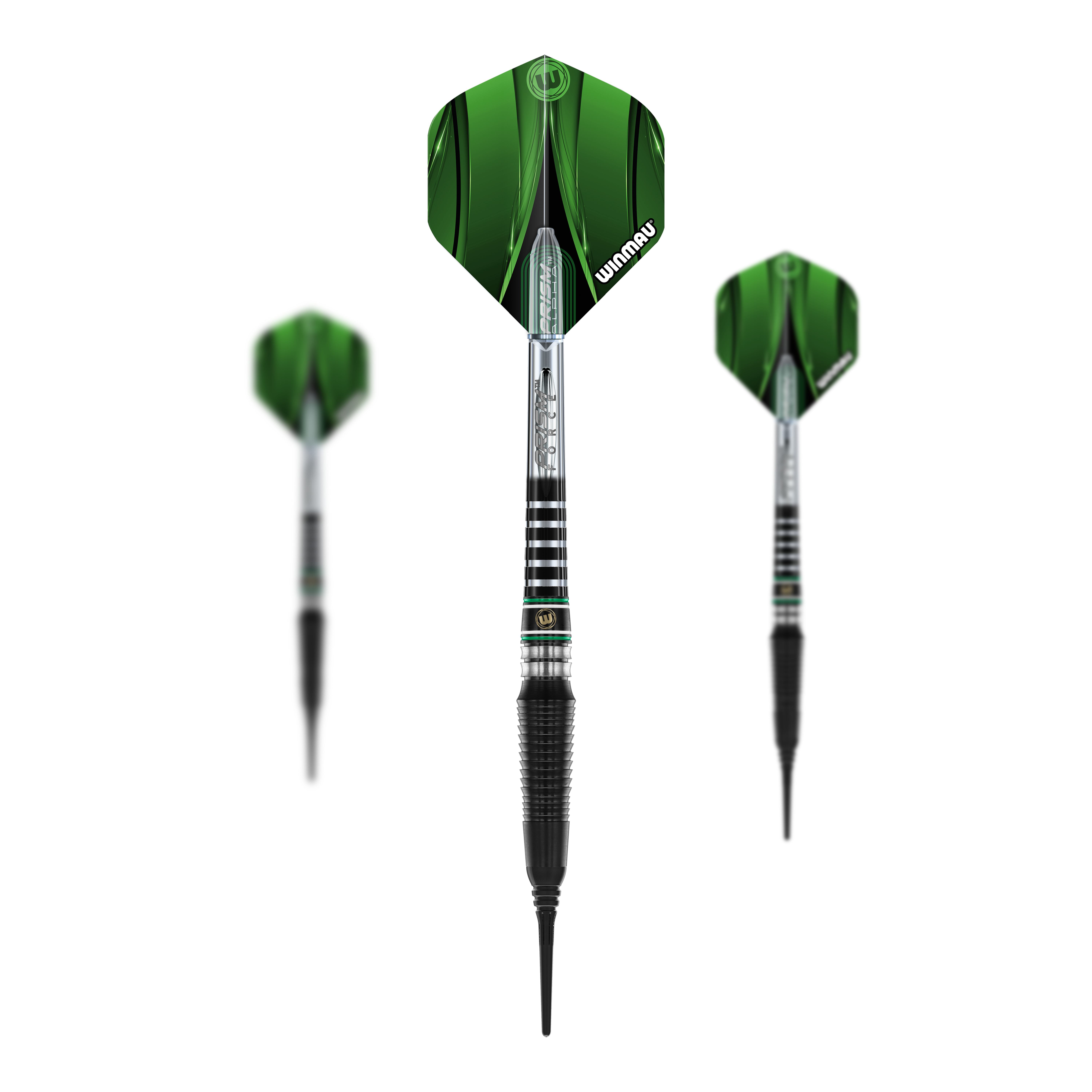 Dardos blandos Winmau Sniper Black 2025 - 20 g Das Produkt Winmau Sniper Black 2025 Softdarts - 20g ist mehrfach als Set zu sehen. Die Barrels sind schwarz.