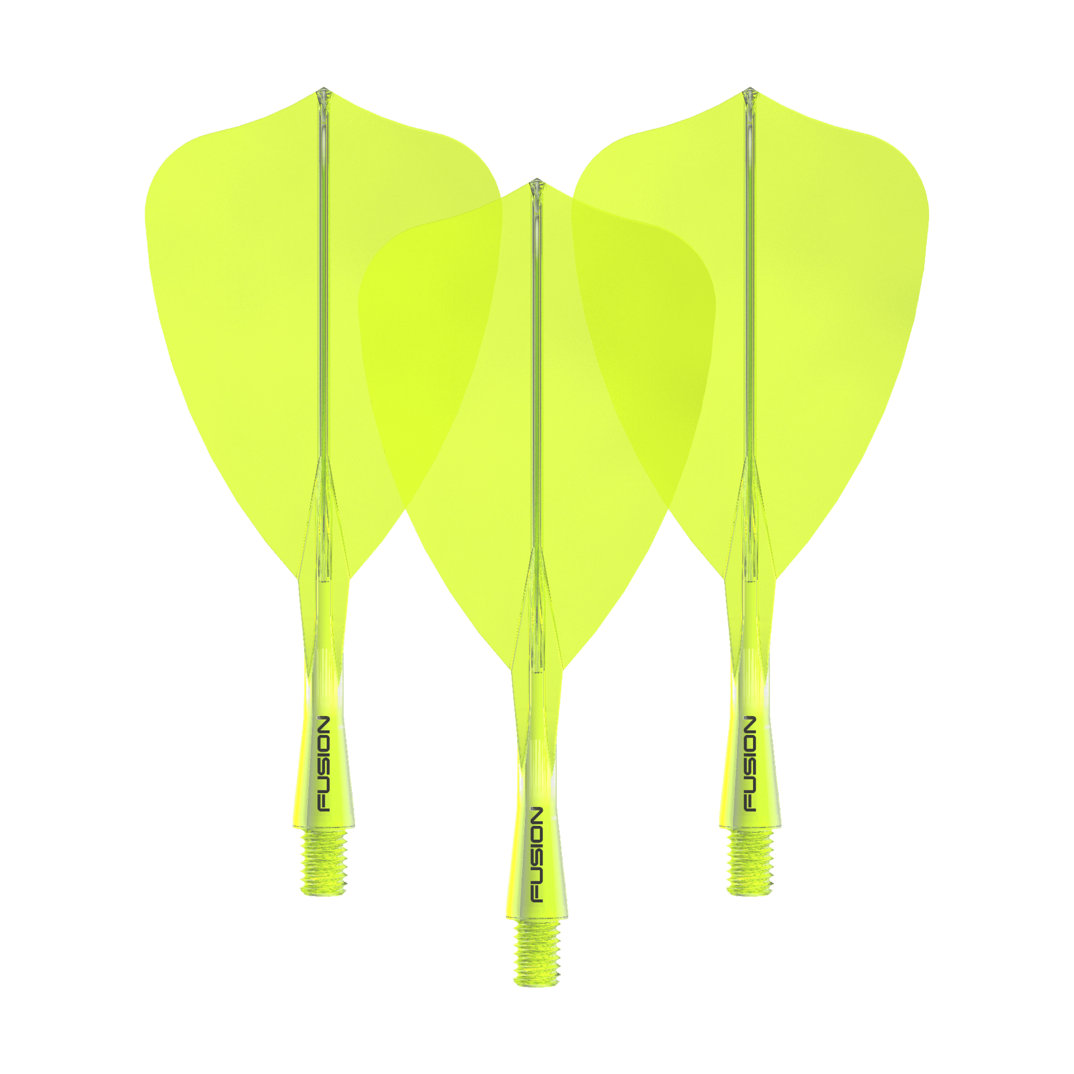 Sistema de eje de vuelo Winmau Fusion Arrow amarillo neón Das Winmau Fusion Flight Shaft System Arrow Neon Yellow 22mm Set ist auf dem Bild zu sehen. Es besteht aus gelben Dart-Flights und -Schäften.