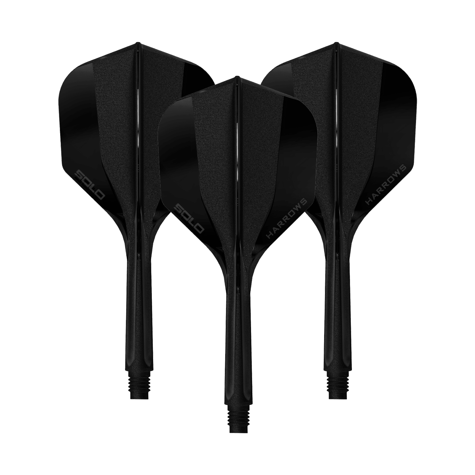 Abgebildet ist ein Harrows Solo No6 Flight Shaft System in Schwarz, 27mm, 1 Set. Das Set ist klar und deutlich dargestellt.
