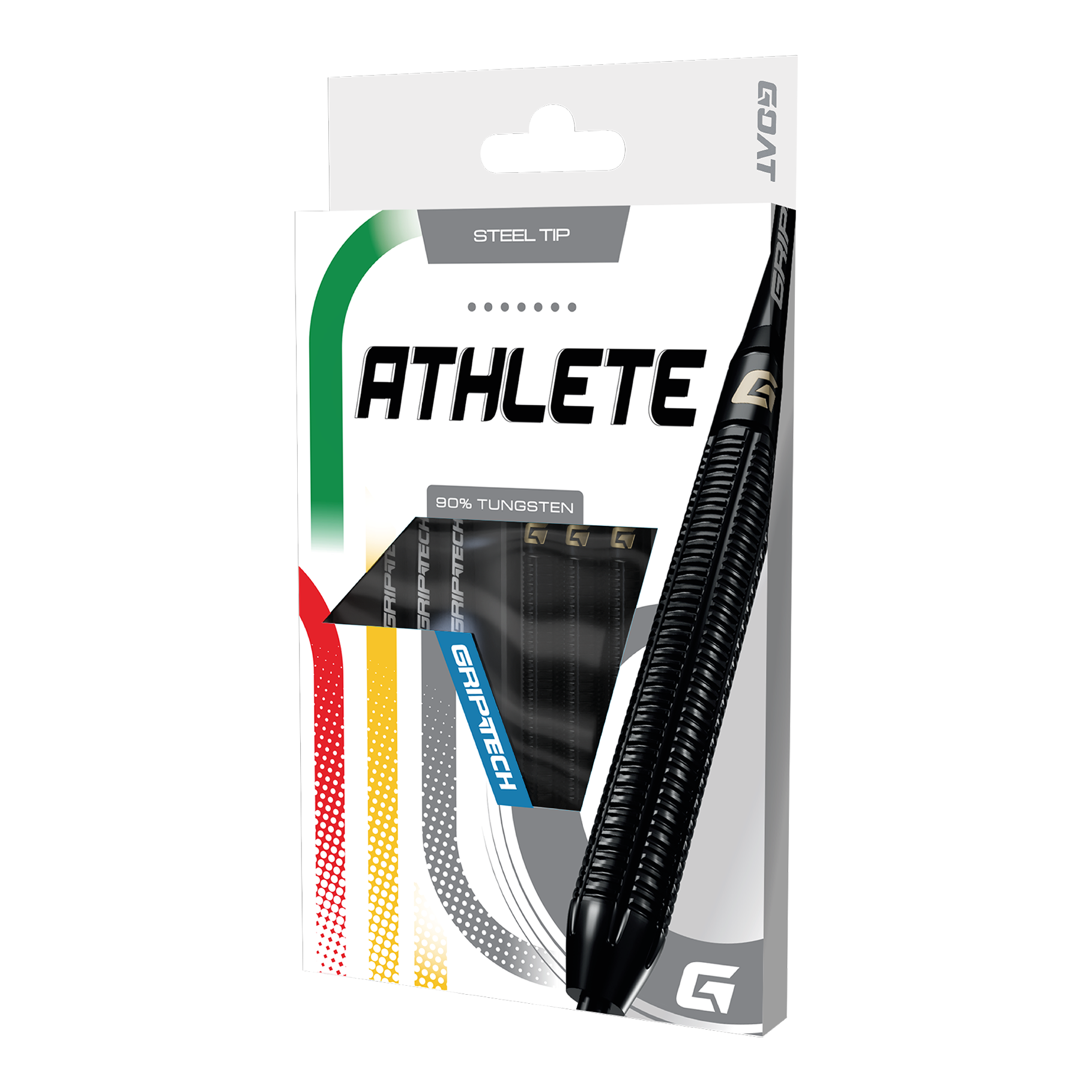 Dardos de acero de tungsteno negro GOAT Athlete Das Produkt GOAT Athlete Black Tungsten Steeldarts wird gezeigt. Die Darts sind für professionelle Spieler geeignet und in Schwarz gehalten.
