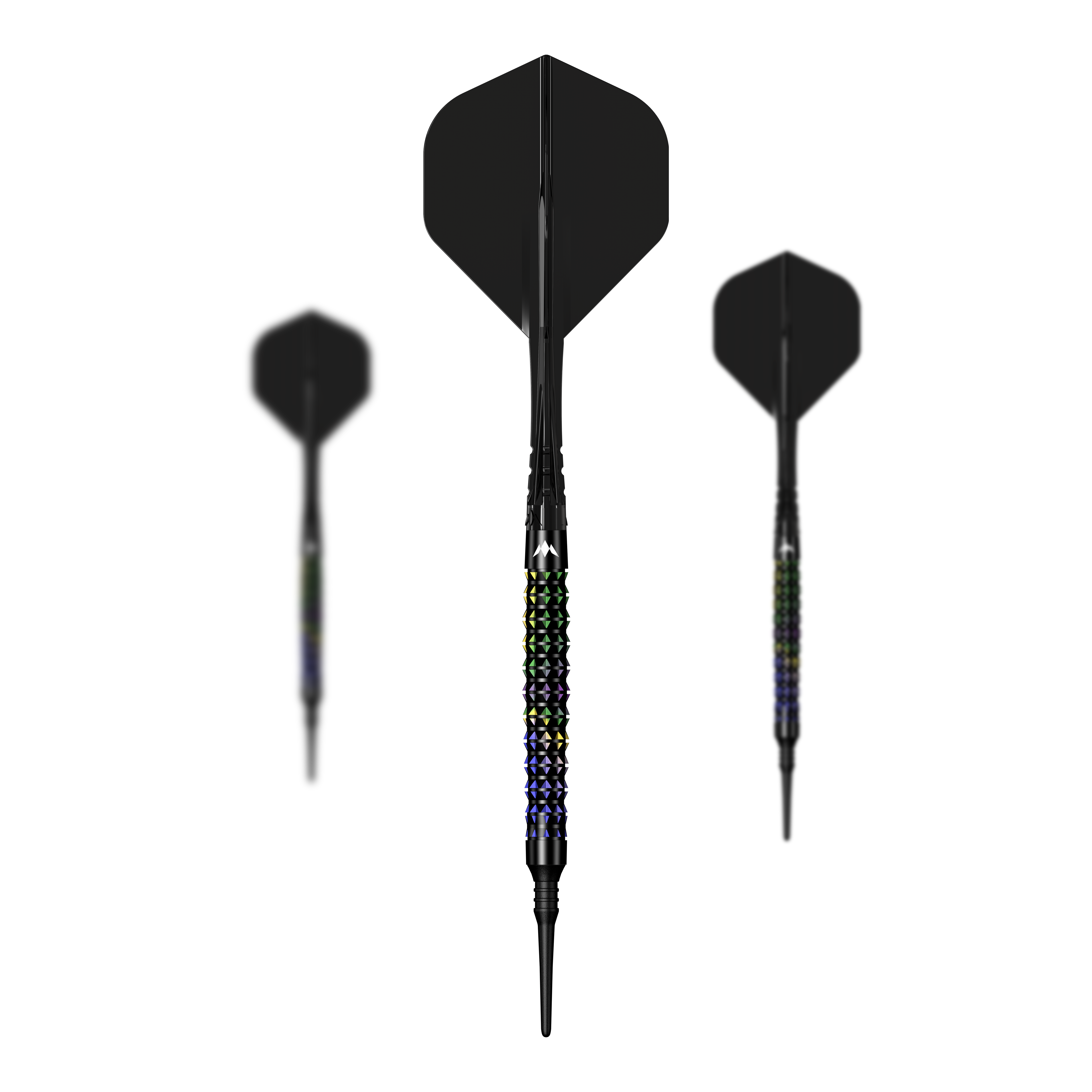 Mission Black Opal Softdarts - 20g im kompletten Set abgebildet. Das Set enthält alle Komponenten für das Dartspiel.