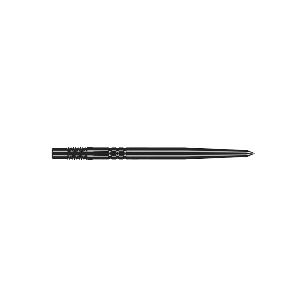 Puntas de dardo Shot Turbo Point - Negras Ein Paar schwarze Turbo-Dartspitzen mit glatter Oberfläche ist abgebildet. Die Spitzen sind gerade und fein gearbeitet.