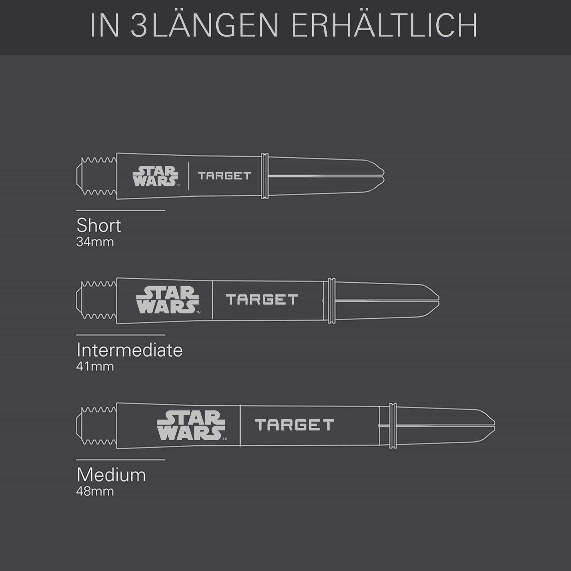 Target Star Wars ProGrip Shafts - Grau sind auf diesem Bild zu sehen. Die Dartschäfte sind in grauer Farbe dargestellt.