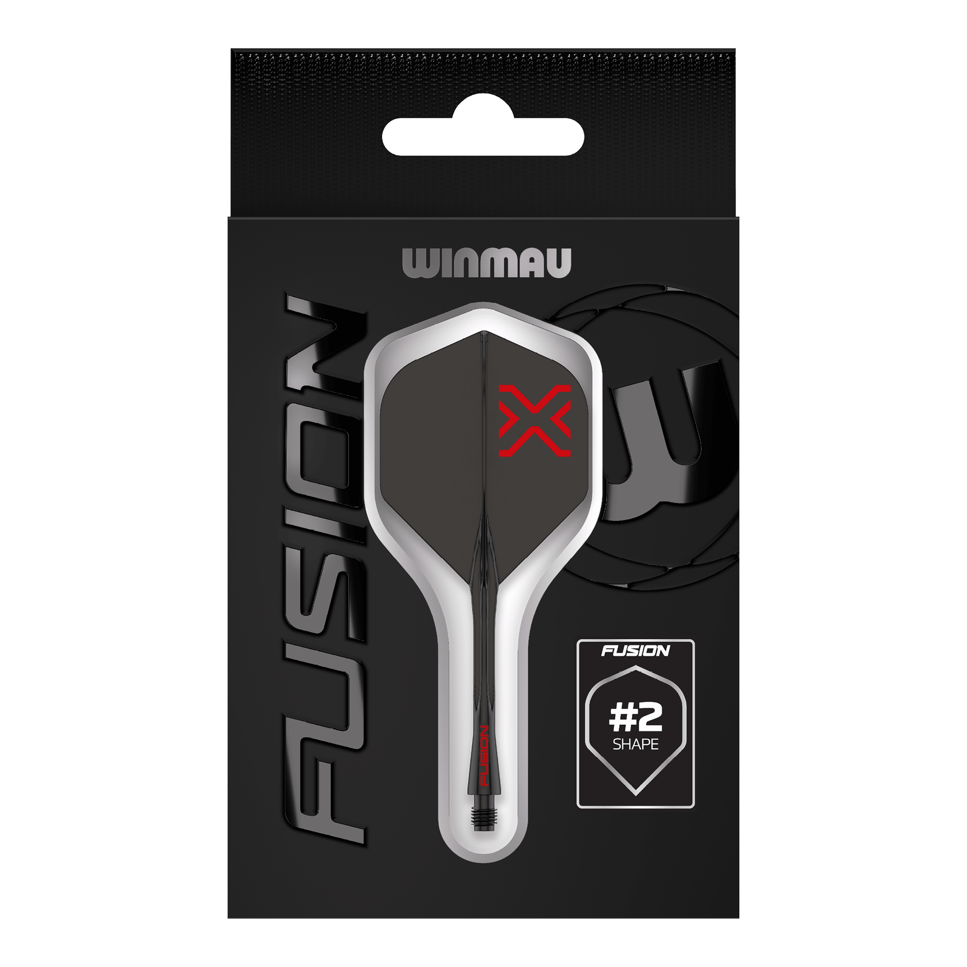 Sistema de eje de vuelo estándar Winmau Fusion Blade X No2 - Negro Das Bild zeigt das Winmau Fusion Blade X No2 Standard Flight-Shaft-System in Schwarz. Es verbindet ein Flight mit einem Schaft in elegantem, schwarzem Design.