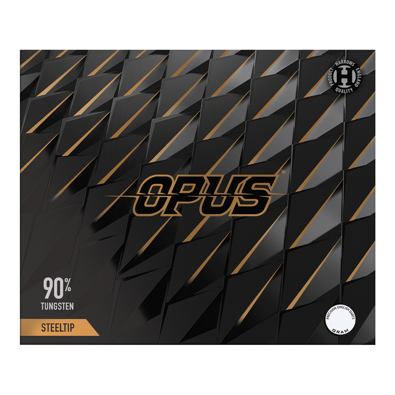 Dardos de acero Harrow's Opus Quick Point Gezeigt wird das Produkt Harrows Opus Quick Point Steeldarts - 23g. Diese Darts sind speziell für Präzisionswürfe entwickelt.