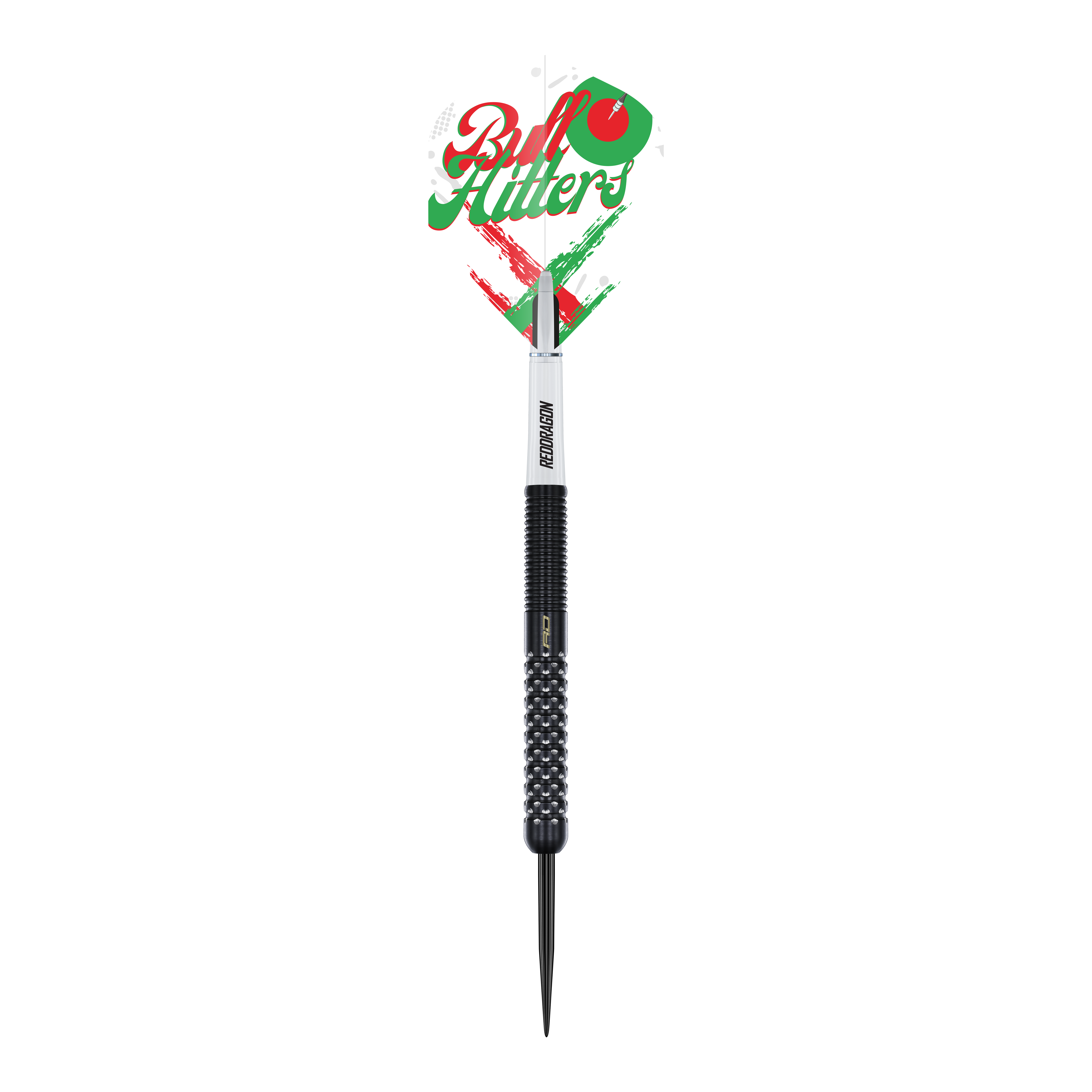 Auf dem Bild ist der Red Dragon Bullhitters V1 Steeldarts - 23g zu sehen. Er eignet sich ideal für Steeldartspieler und wiegt 23 Gramm.
