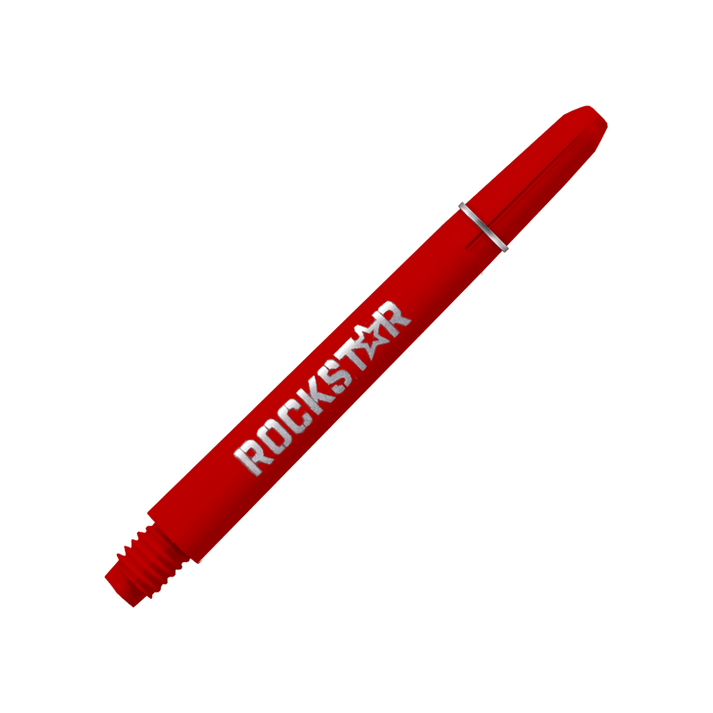 528_Rockstar_Shafts_2 Das Bild zeigt einen roten Schaft mit der Aufschrift "ROCKSTAR". Es handelt sich um das Produkt "Rockstar Shafts - 49mm".
