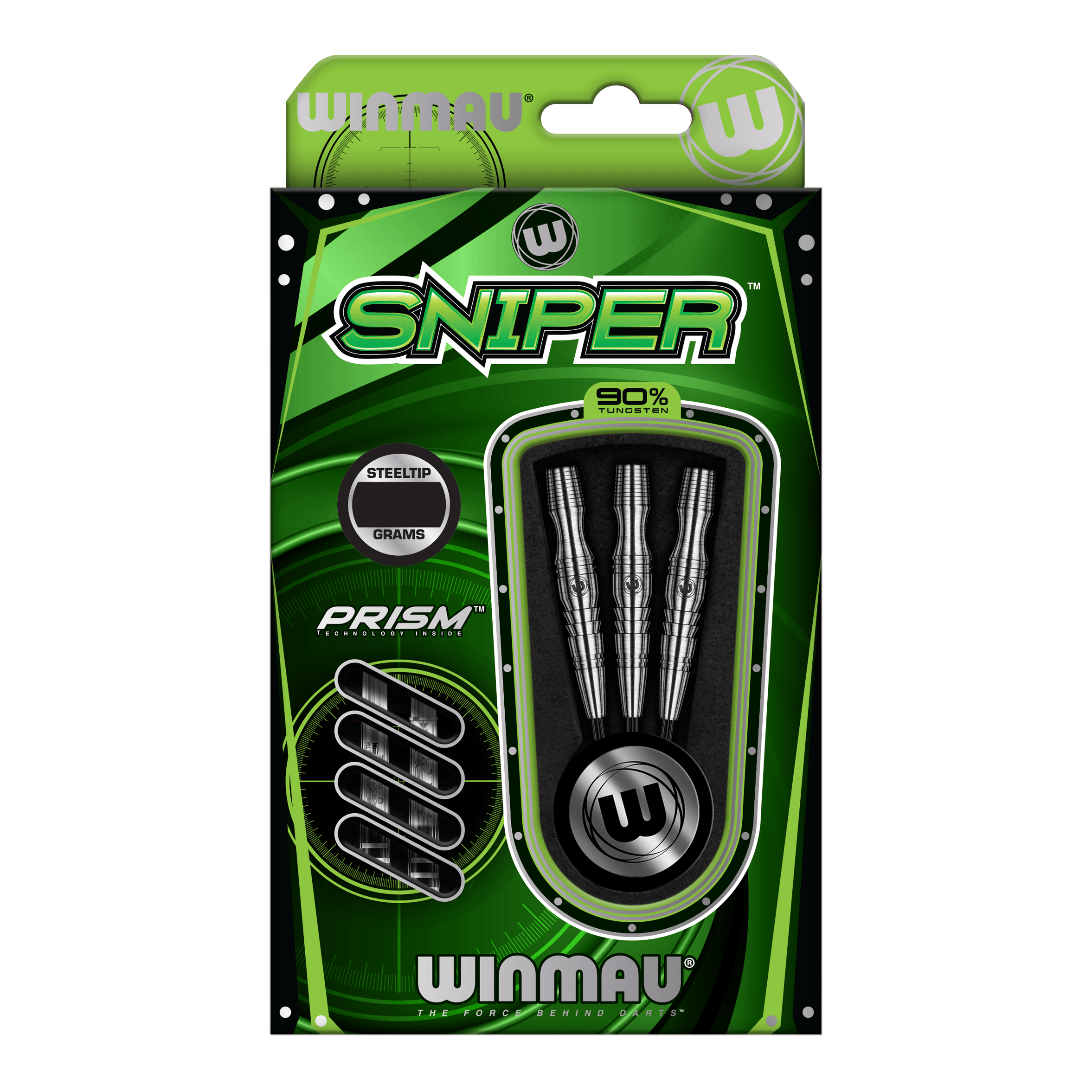 Dardos de acero Winmau Sniper V3 Winmau Sniper V3 Steeldarts. Die Darts sind mit dunklen und metallischen Akzenten versehen.