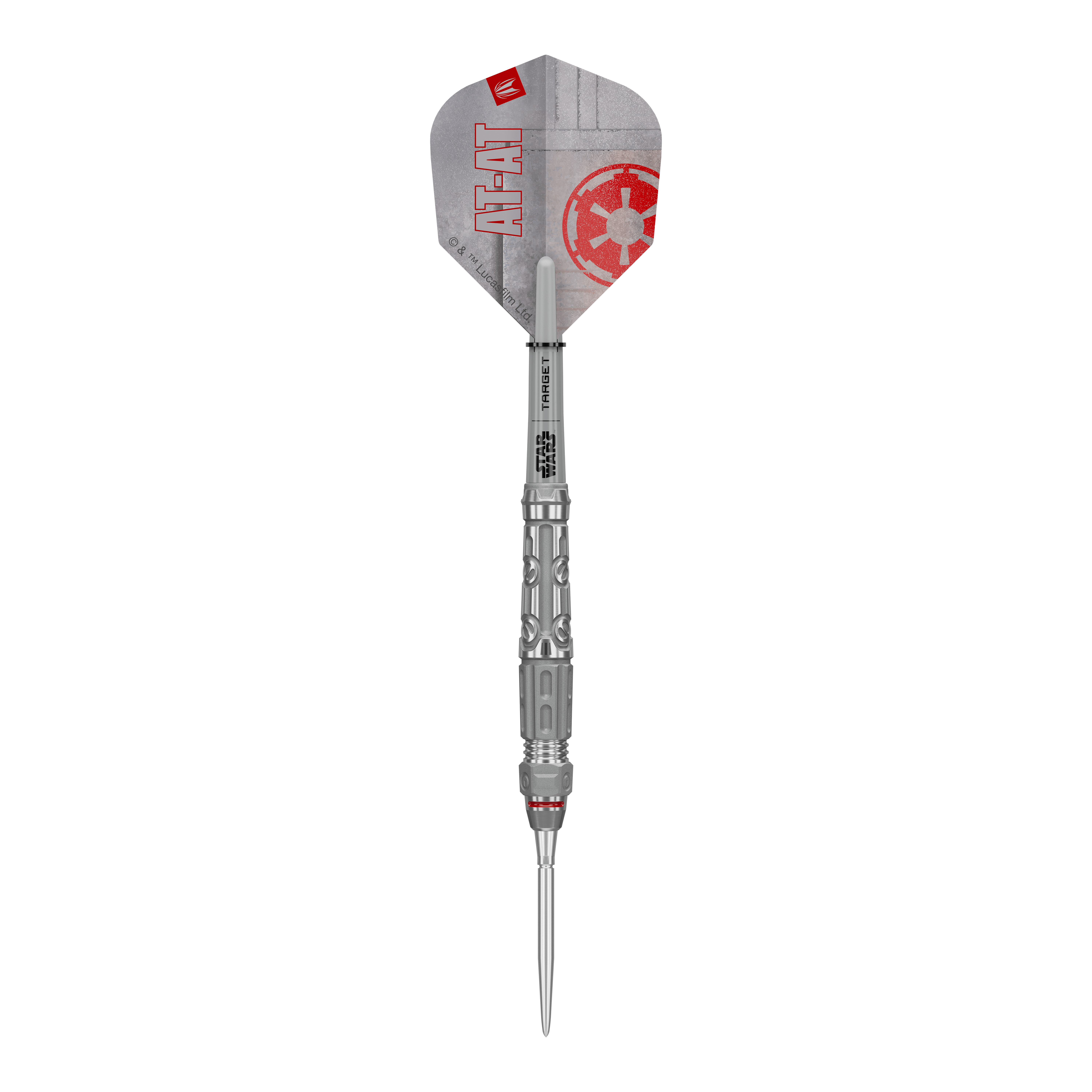Dardos de acero Target Star Wars AT-AT Swiss Point Hier sehen Sie die Target Star Wars AT-AT Swiss Point Steeldarts. Die Abbildung stellt das Design und die Form der Dartpfeile dar.