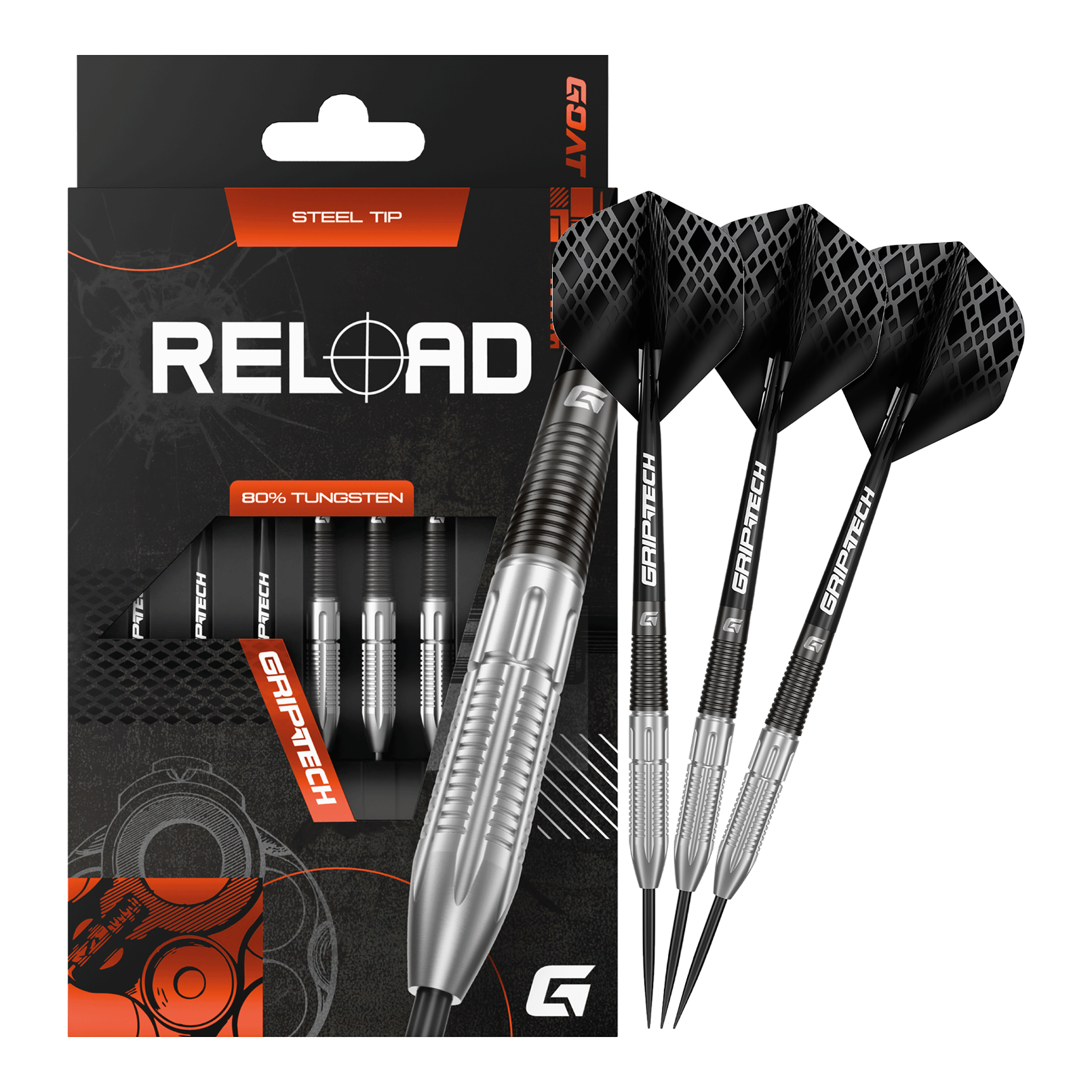 Dardos de acero GOAT Recargados Auf dieser Aufnahme sind die GOAT Reload Steeldarts abgebildet. Es handelt sich um hochwertige Steeldarts für das Dartspiel.