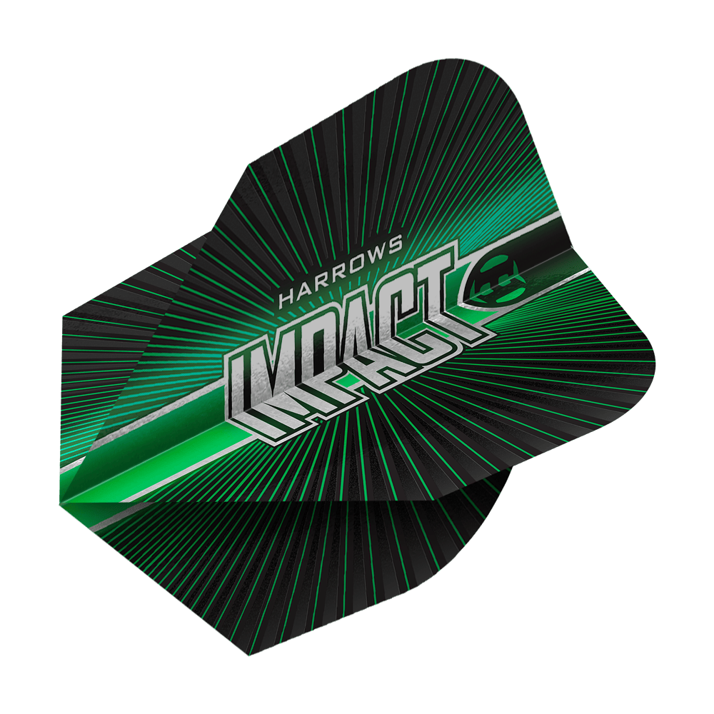Harrows Impact No. 6 Vuelos Das Bild zeigt Harrows Impact No6 Flights. Es handelt sich um hochwertige Dart Flights.