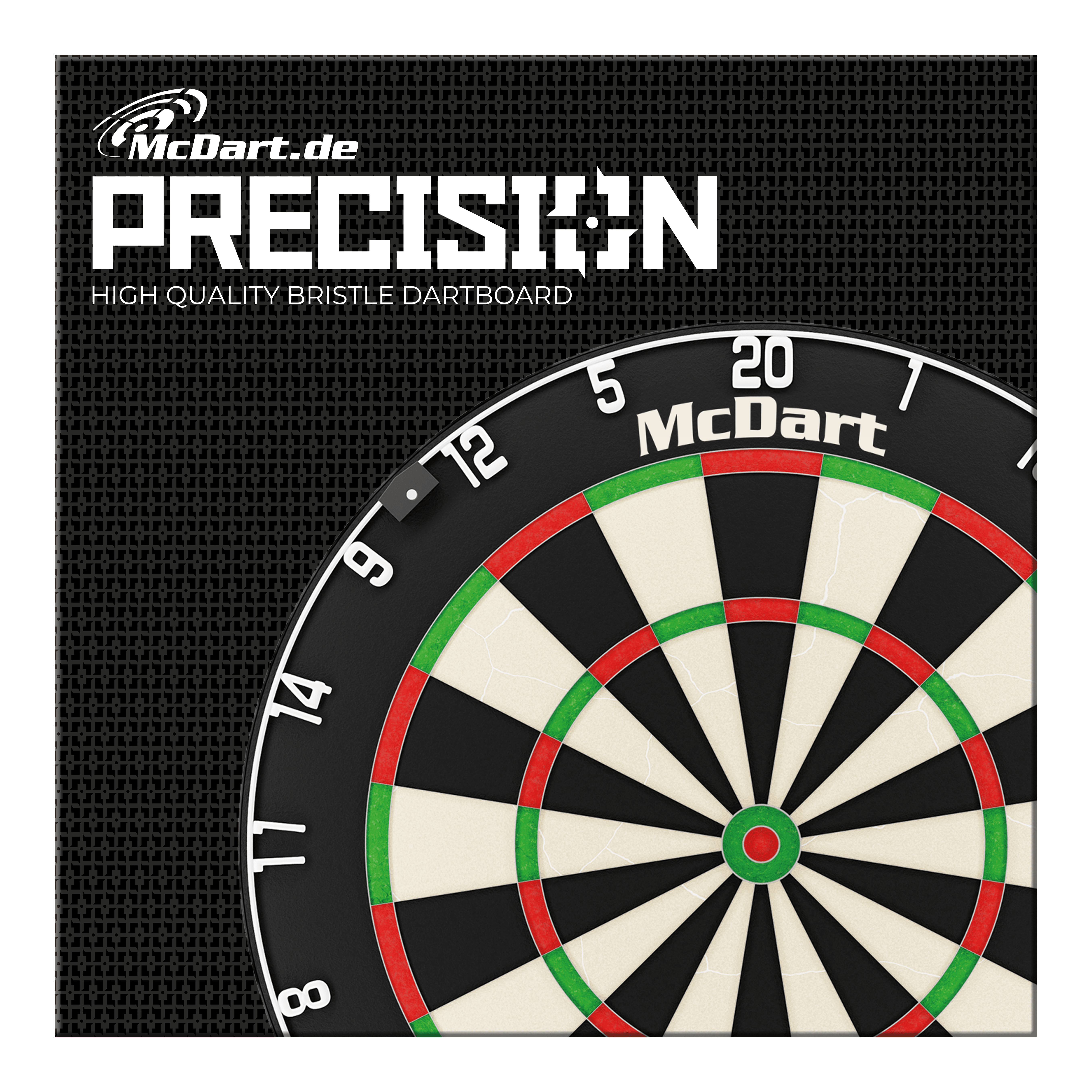 Diana de acero McDart Precision Das Bild zeigt das Produkt "McDart Precision Steeldartboard". Zu sehen ist ein hochwertiges Bristle-Dartboard mit dem McDart-Logo.