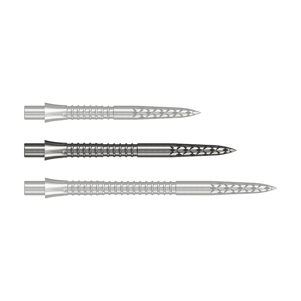 Puntas de dardos Mission Caliburn EVO con logotipo GV - plateadas Dieses Bild zeigt eine Steeldartspitze in Silber mit 32 mm Länge. Es stammt aus der Datei M002128_Missoin_Caliburn_EVO_GV-Logo_Steeldartspitzen_Silber_32mm_1.