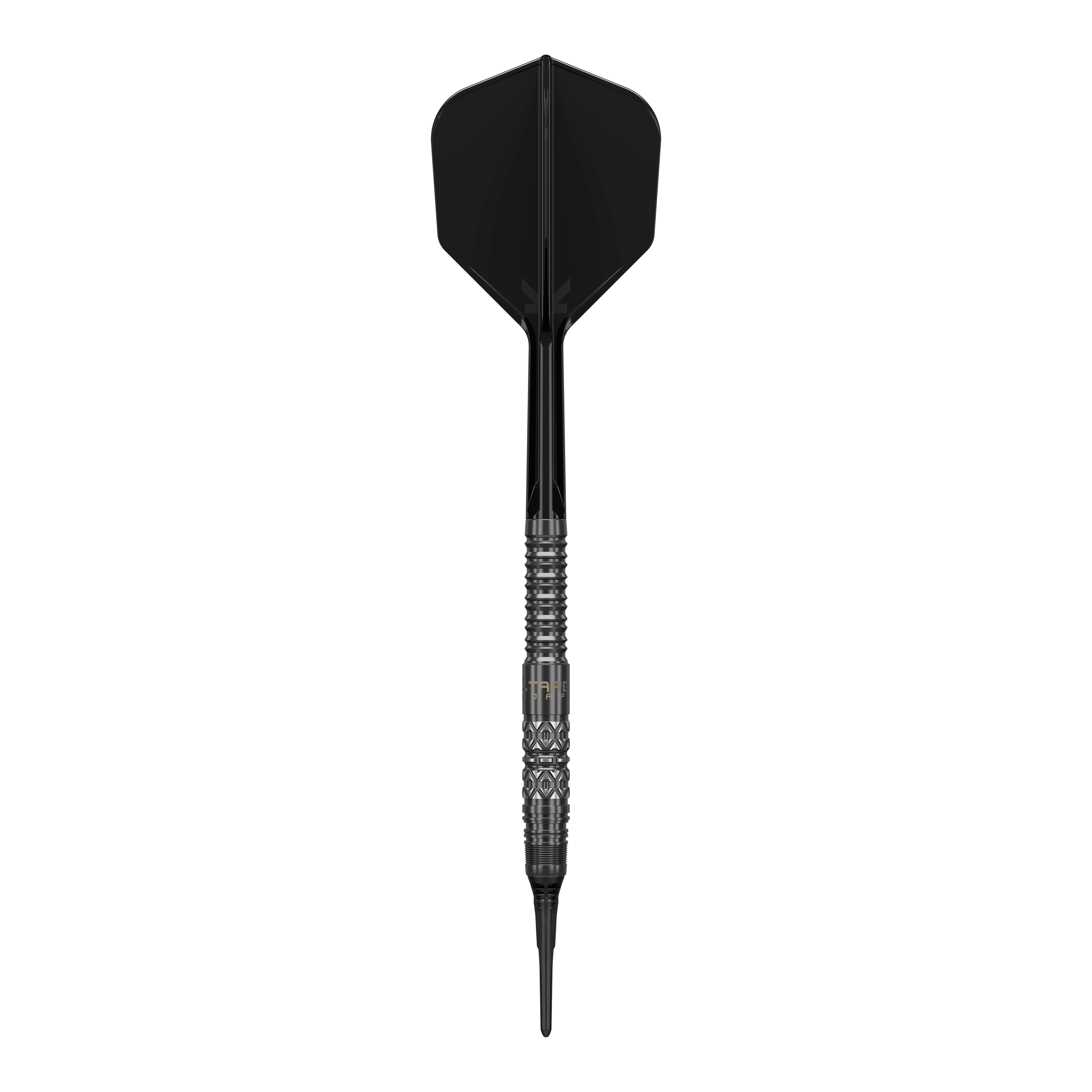 Dardos blandos Target Black Marque Creed - 21,5 g Abbildung der Target Black Marque Creed Softdarts mit einem Gewicht von 21,5g. Die Besonderheiten der Darts sind gut erkennbar.
