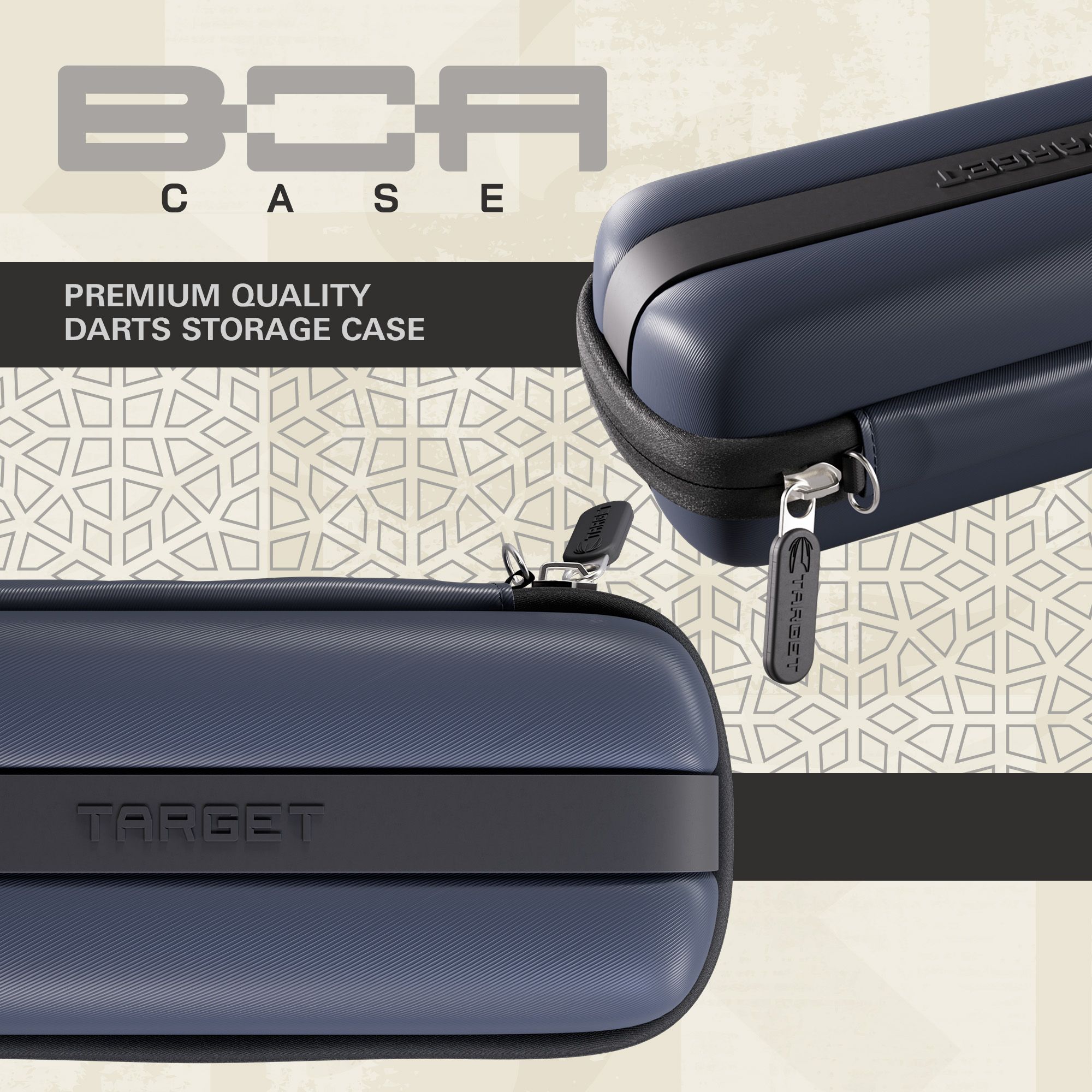 Estuche para dardos Target BOA Abgebildet ist ein Target BOA Dartcase in Navy und Dunkelgrau. Das Dartcase bietet Platz und Sicherheit für Dartsport-Zubehör.