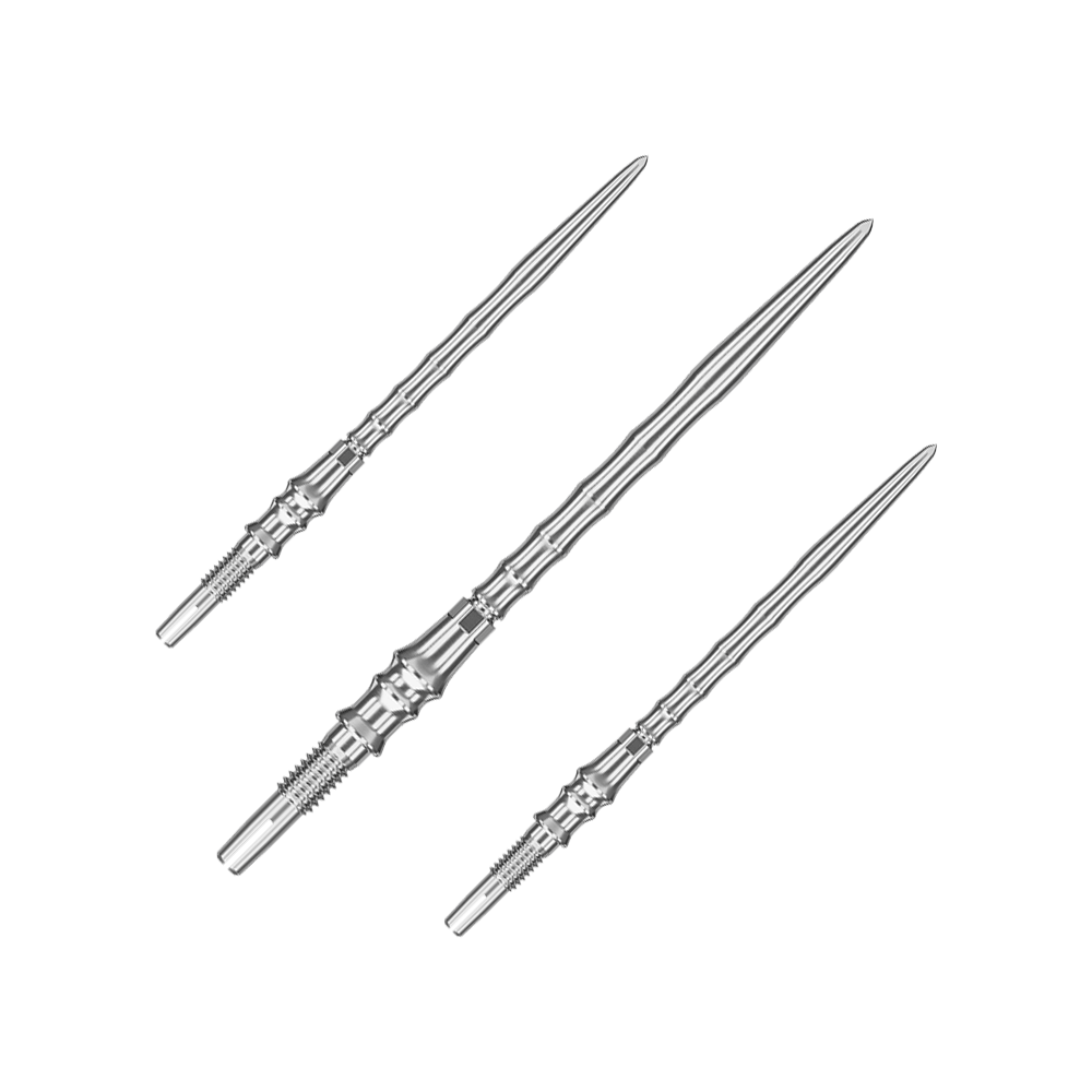 Puntas de dardo Target Japan Premium Swiss Point - Plateadas Dieses Bild zeigt ein Set silberner SwissPoint-Dartspitzen mit 40 mm Länge. Die Dartspitzen sind aus der Target Japan Premium Linie.
