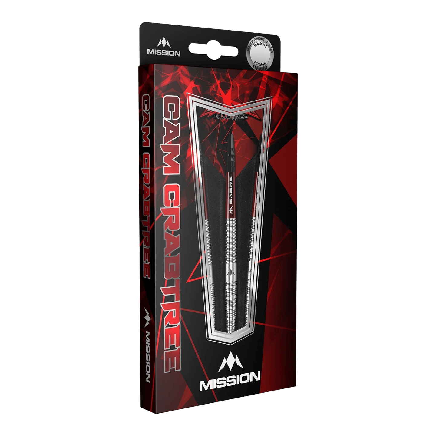Dardos de acero natural Mission Cam Crabtree Das Bild zeigt die Mission Cam Crabtree Natural Steeldarts. Diese Darts sind robust und für präzises Werfen geeignet.