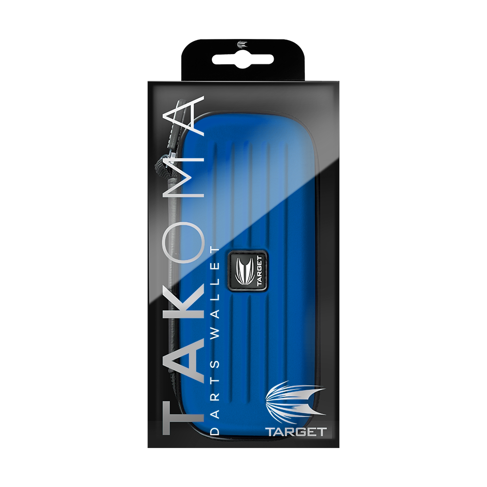 125822_Target_Takoma_Dartwallet_Blau_3 Das Bild zeigt das Produkt "Target Takoma Dartwallet" in einer Verpackung. Das Dartwallet ist blau und speziell für das Aufbewahren von Darts und Zubehör gemacht.
