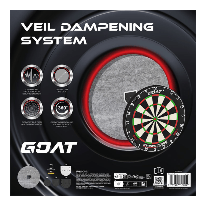 Hier ist das GOAT Silencer Veil Dampening Schallschutz System abgebildet. Das System hilft, Lärm zu dämpfen.