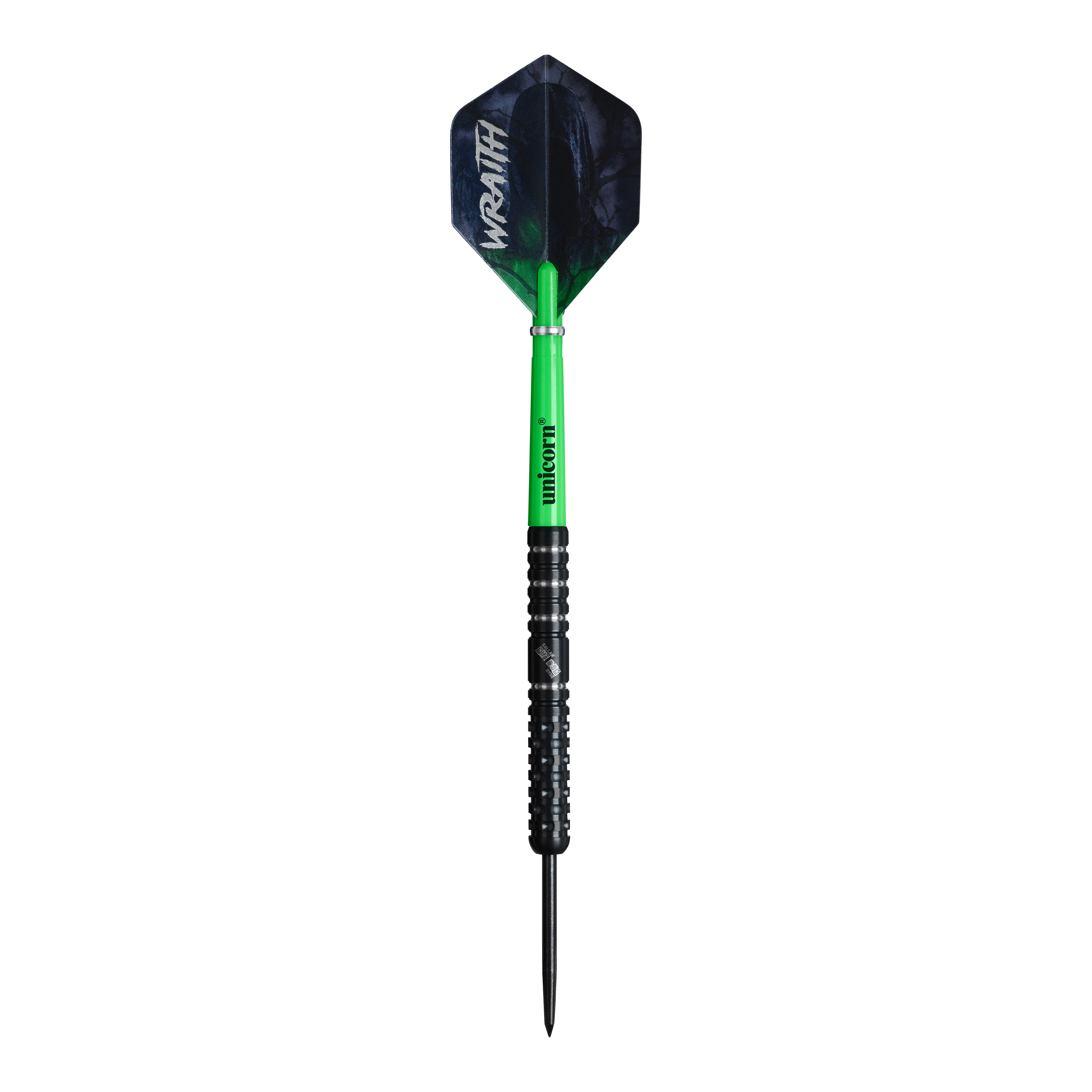 Dardos de acero Unicorn Wraith Callan Rydz - 23 g Unicorn Wraith Callan Rydz Steeldarts - 23g werden gezeigt. Das Bild stellt das Design und die Details dieses Darts dar.