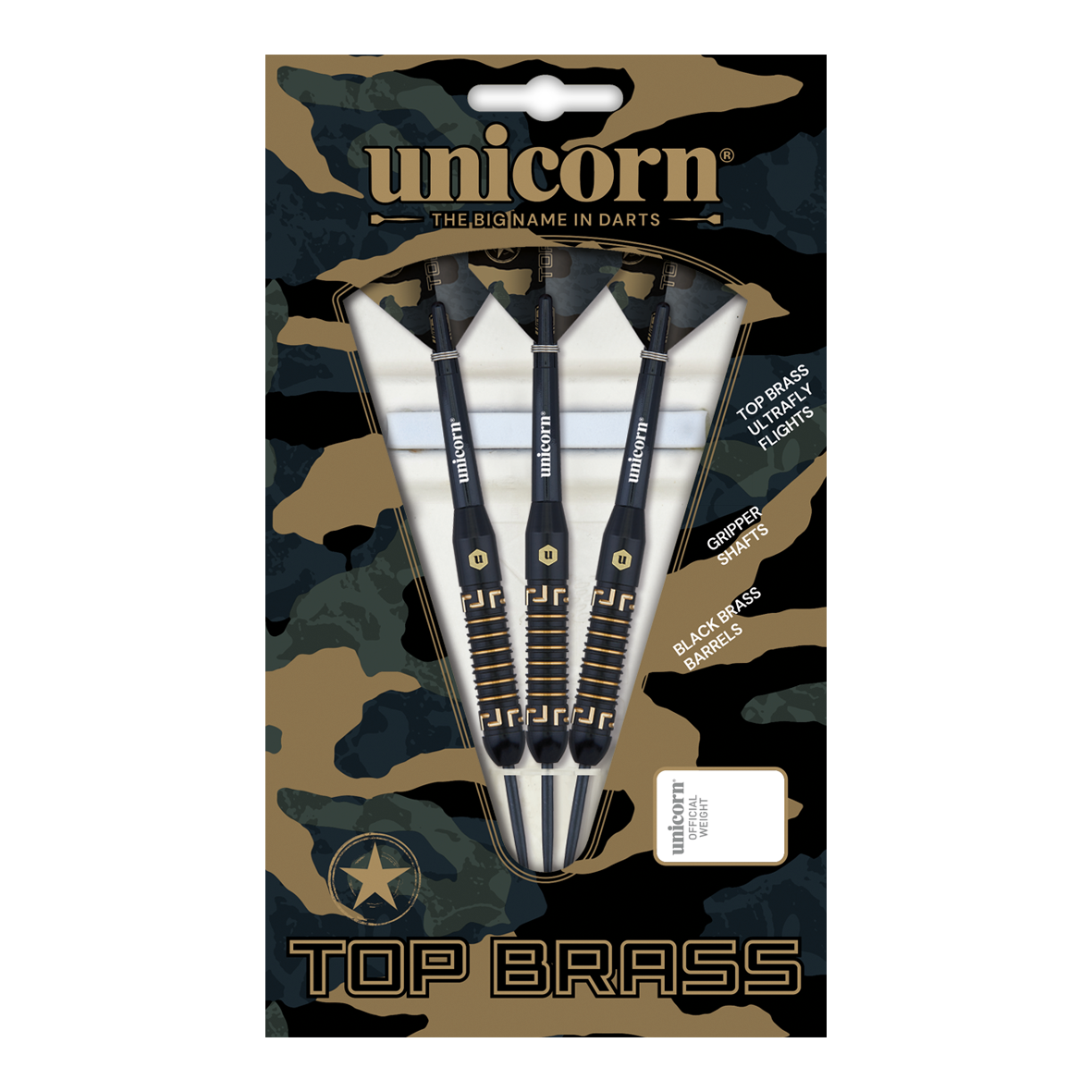 Dardos de acero Unicorn Top Brass V1 - 20 g