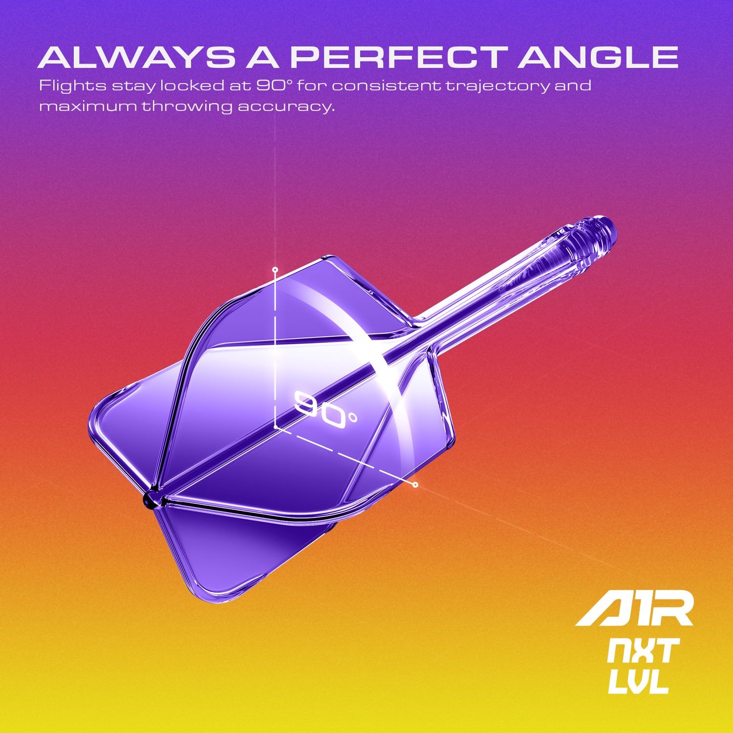 Sistema de eje de vuelo GOAT A1R No6 - Morado neón Das Bild zeigt das GOAT A1R No6 Flight-Shaft-System in Neon Lila. Dies ist ein Dart-Zubehörteil für präzises Spielen.