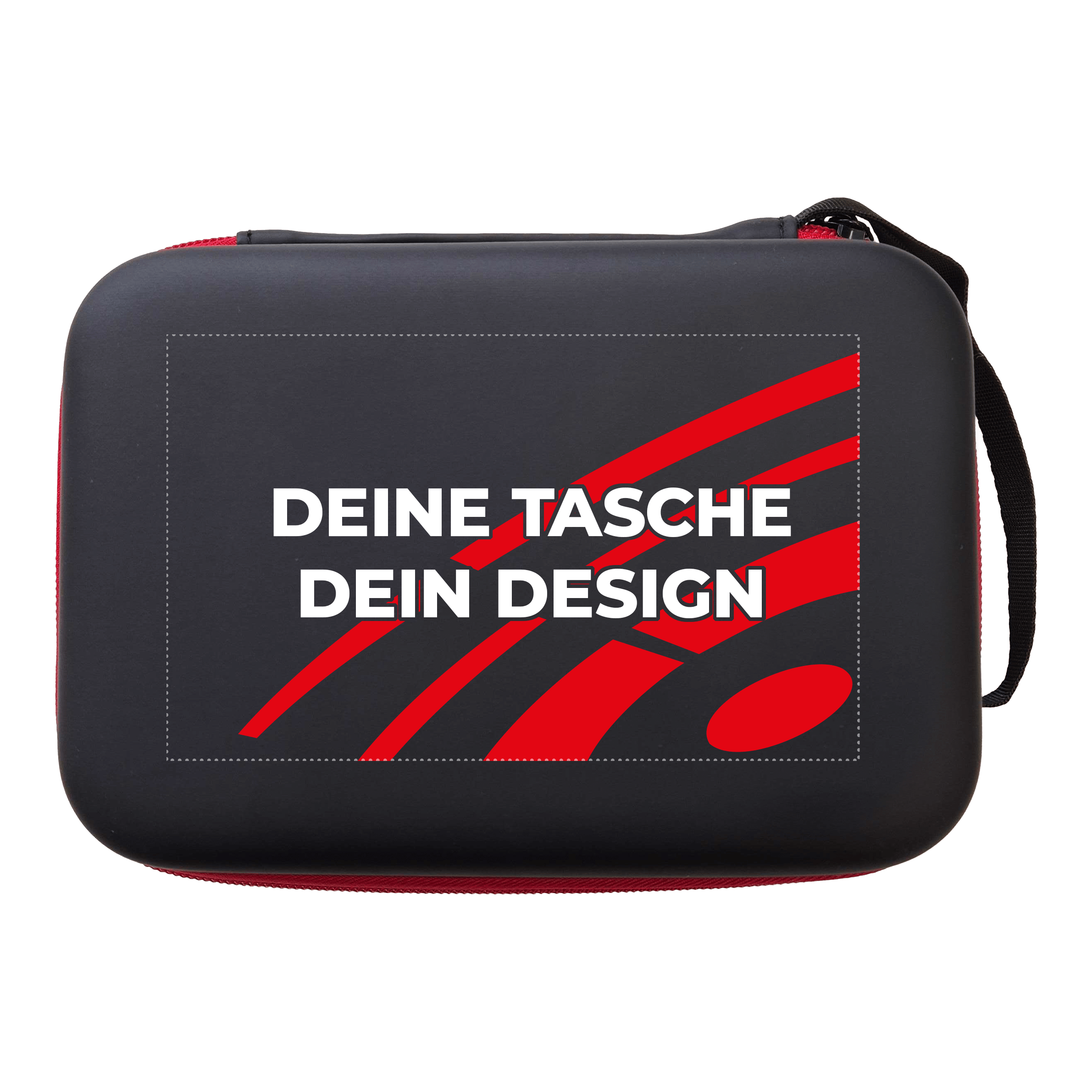 Estuche para dardos System-4 con tu diseño Bild mit dem Dateinamen MCS4-Schwarz_McDart_System4_Dartcase_Mit_Wunschdruck_Schwarz_2. Der genaue Inhalt des Bildes ist nicht erkennbar.