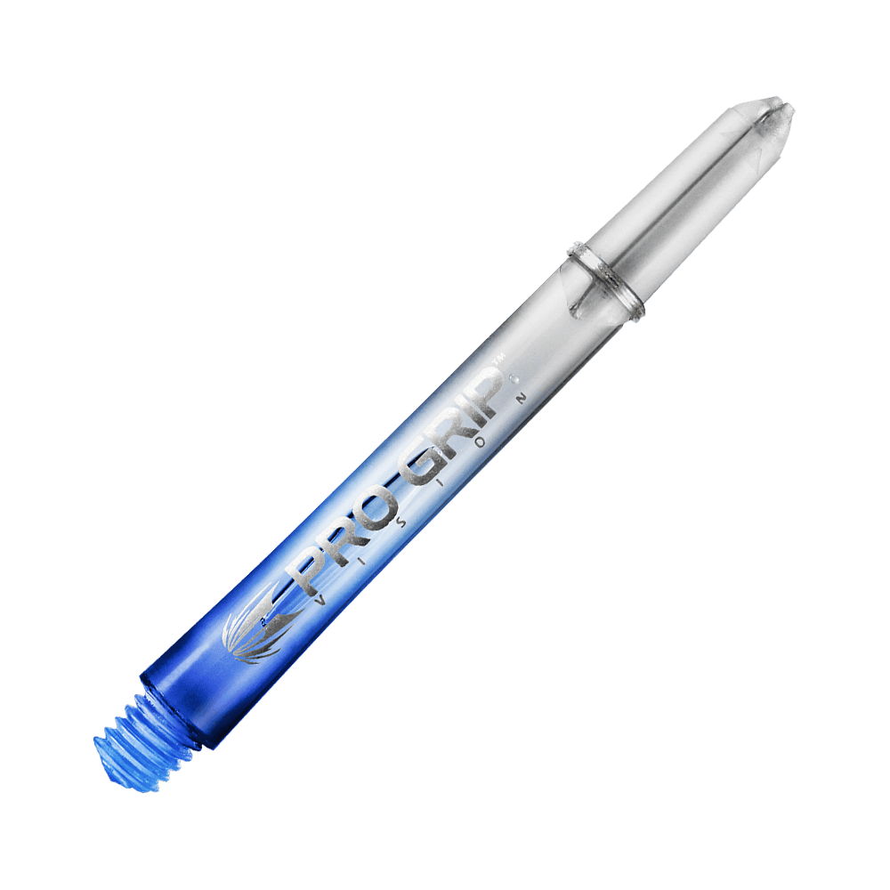 Varillas Target Pro Grip Vision - 3 juegos - Azul Dies ist ein blauer Pro Grip Vision Shaft für Dartpfeile. Der Shaft besteht aus durchsichtigem Kunststoff und hat eine Länge von 48 mm.