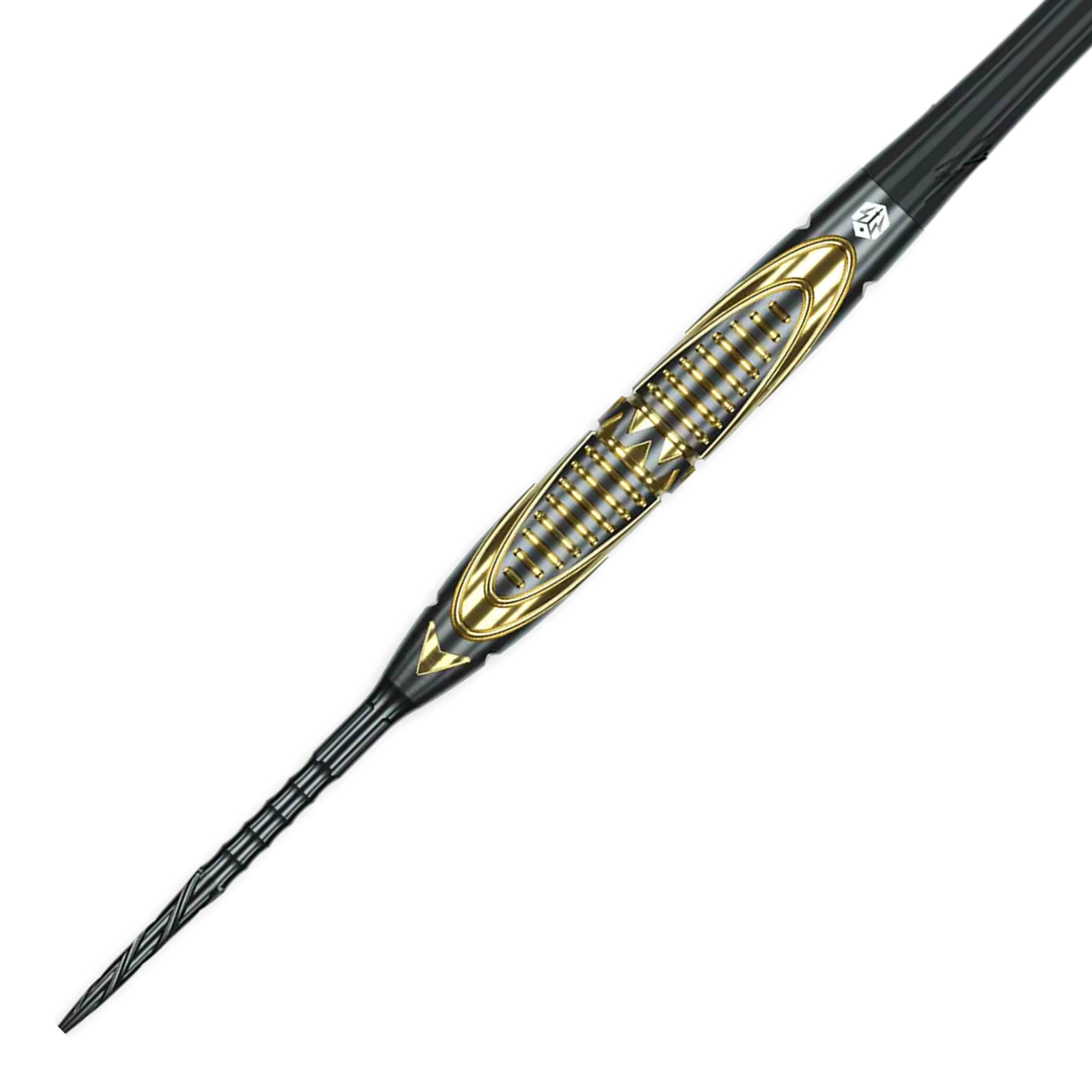 Dardos de acero Caliburn Halo H2 - 22,5 g Das Bild zeigt die Caliburn Halo H2 Steeldarts mit einem Gewicht von 22,5g. Die Darts sind detailliert abgebildet.