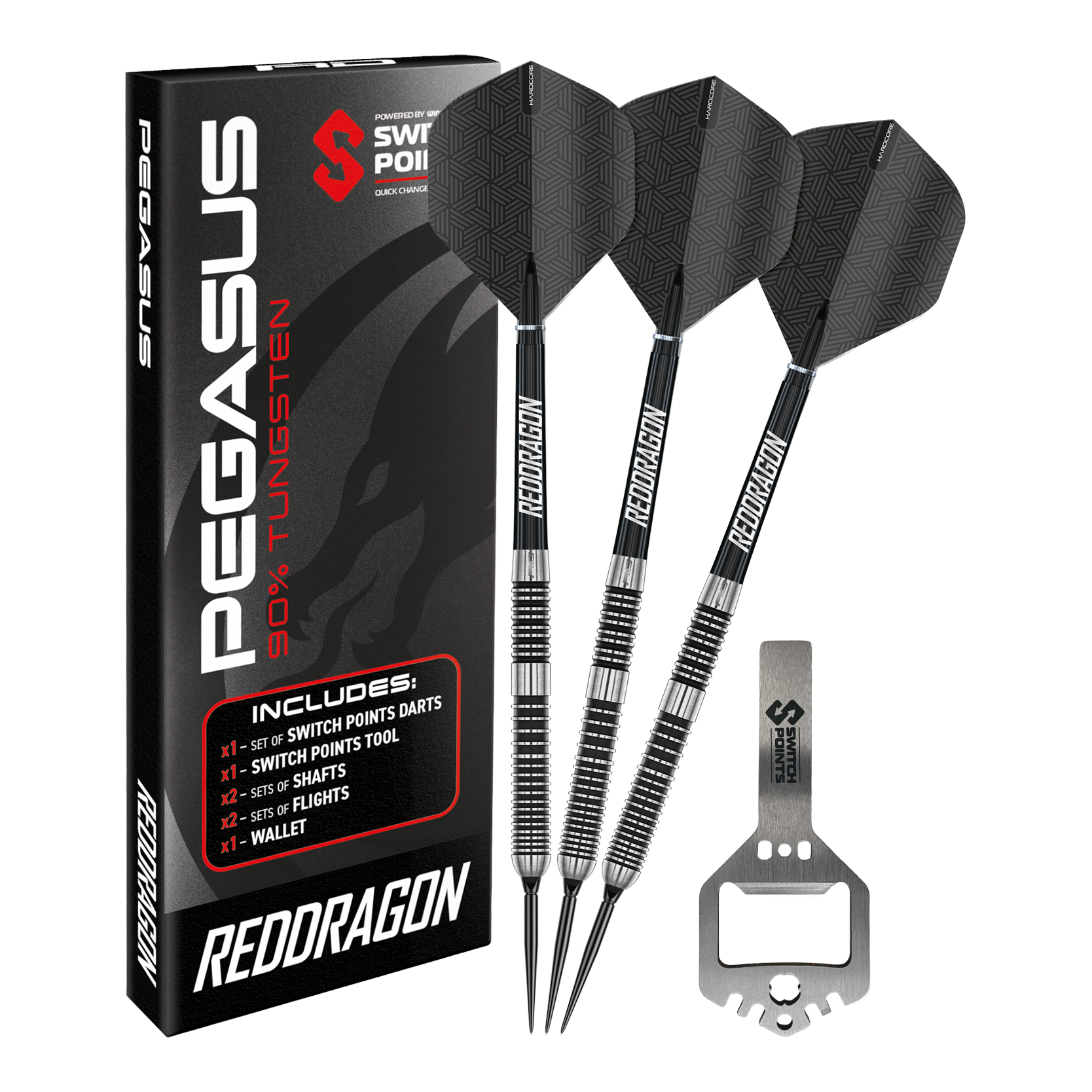 Dardos de acero Red Dragon Pegasus Switch Point Abgebildet sind Red Dragon Pegasus Switch Point Steeldarts. Diese Darts sind robust und für verschiedene Spielniveaus geeignet.