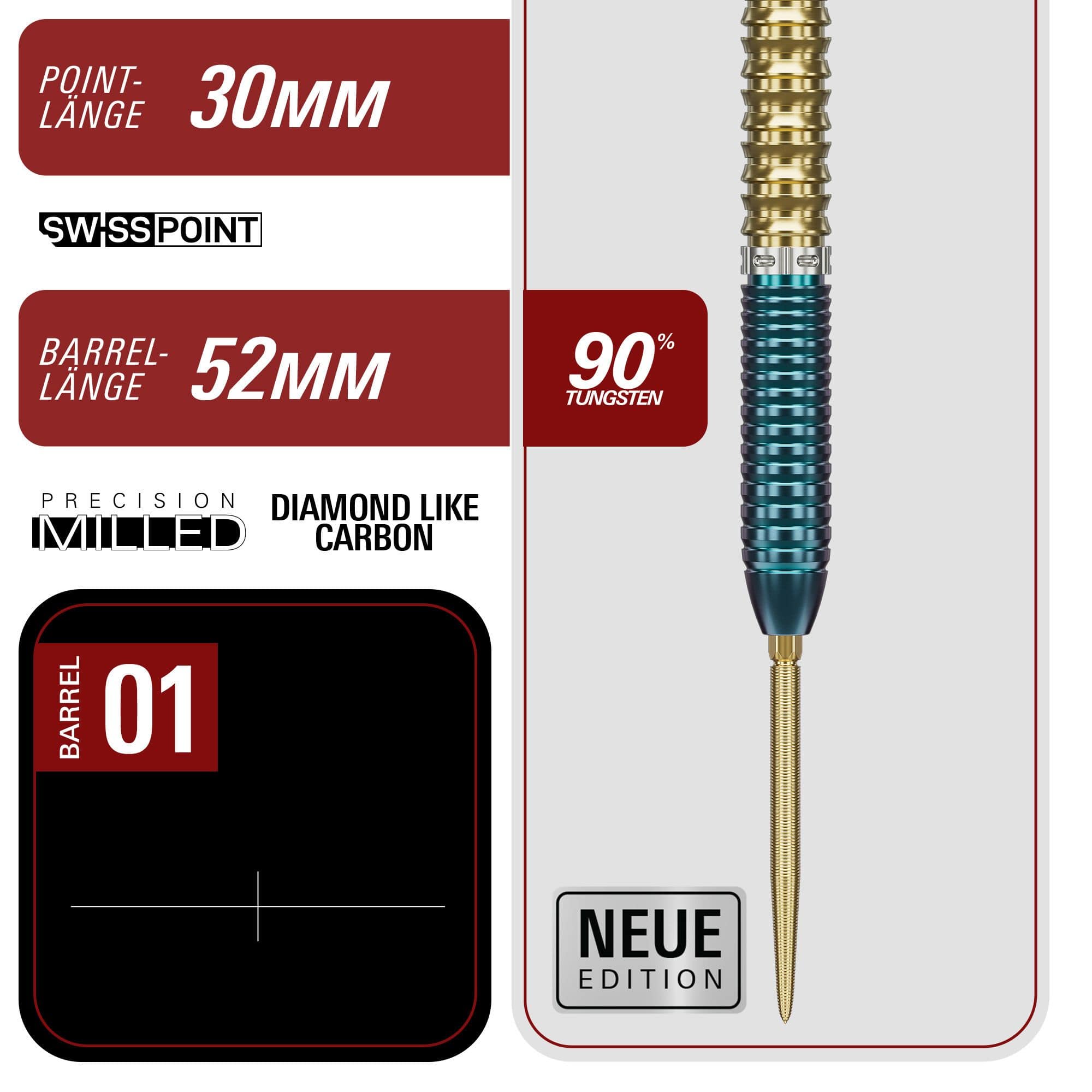 Dardos de acero Target Japan Prime Series Zenith GEN 2.5 Swiss Point Gezeigt werden die Target Japan Prime Series Zenith GEN 2.5 Swiss Point Steeldarts. Sie bieten Präzision und ein elegantes Design.
